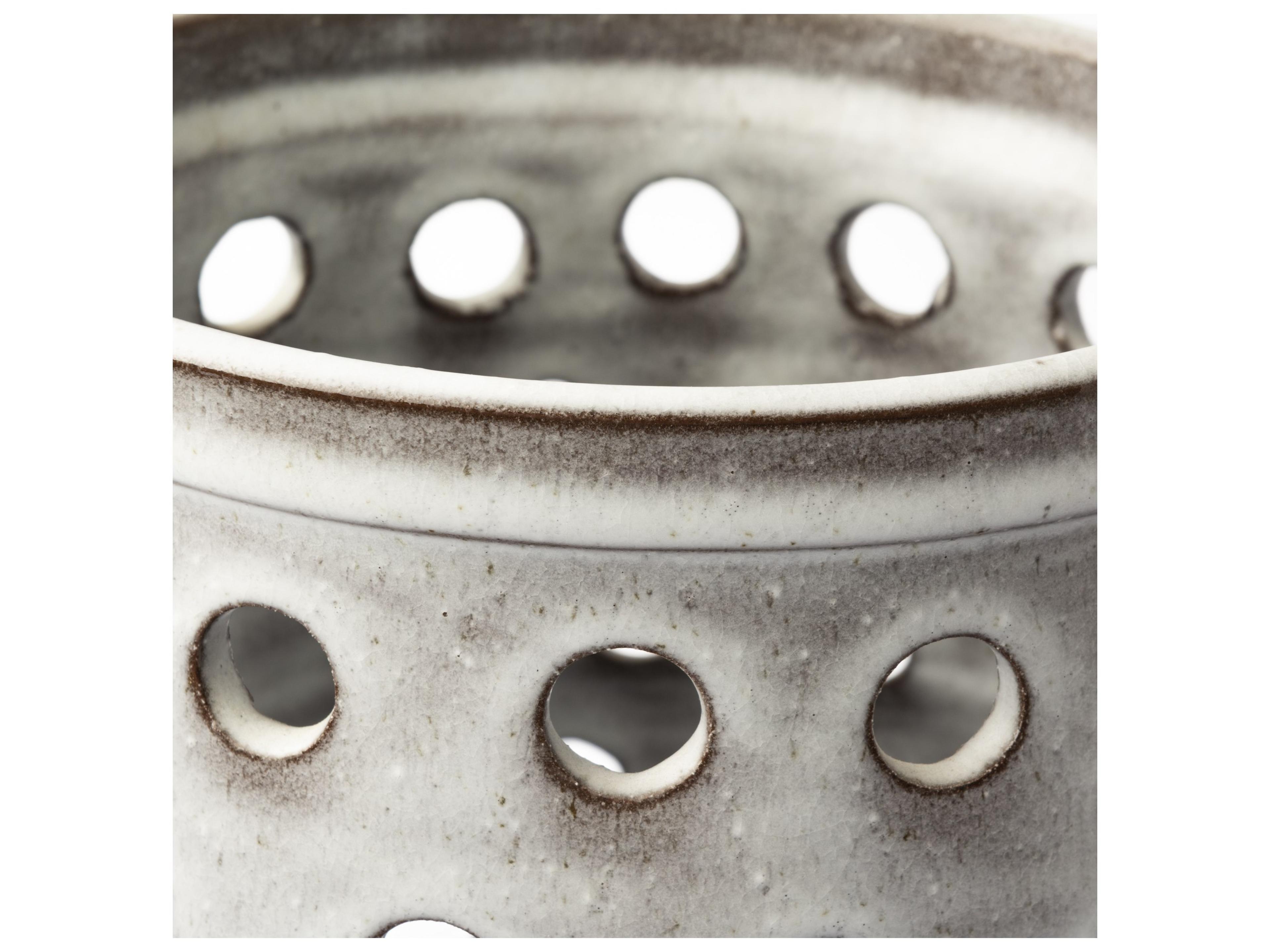 Mercana Canasta Small Rustic White Ceramic Cylindrical Vase