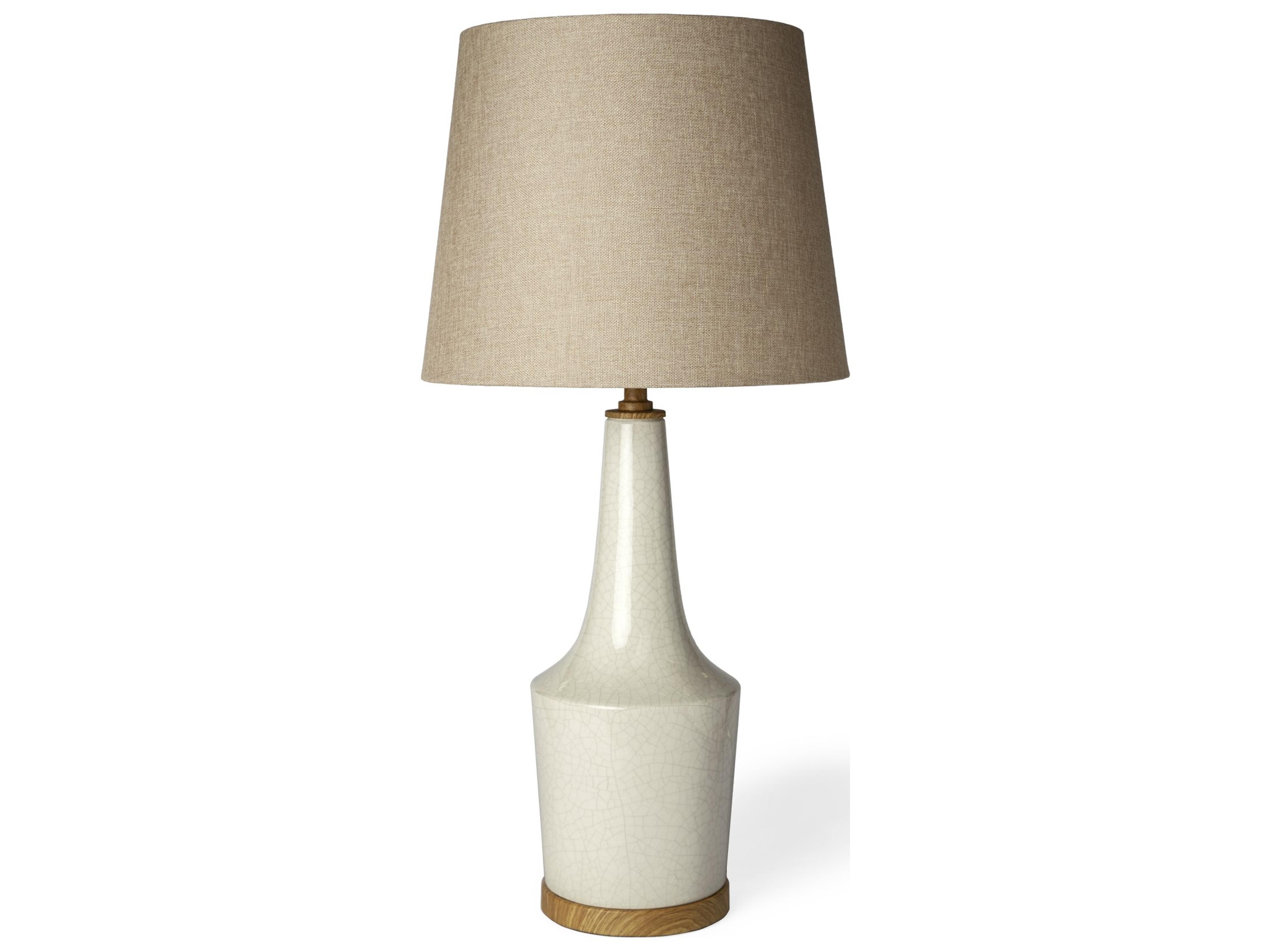 Rebecca (28.5"H) White Crackled Ceramic Base Wood Accent Table Lamp