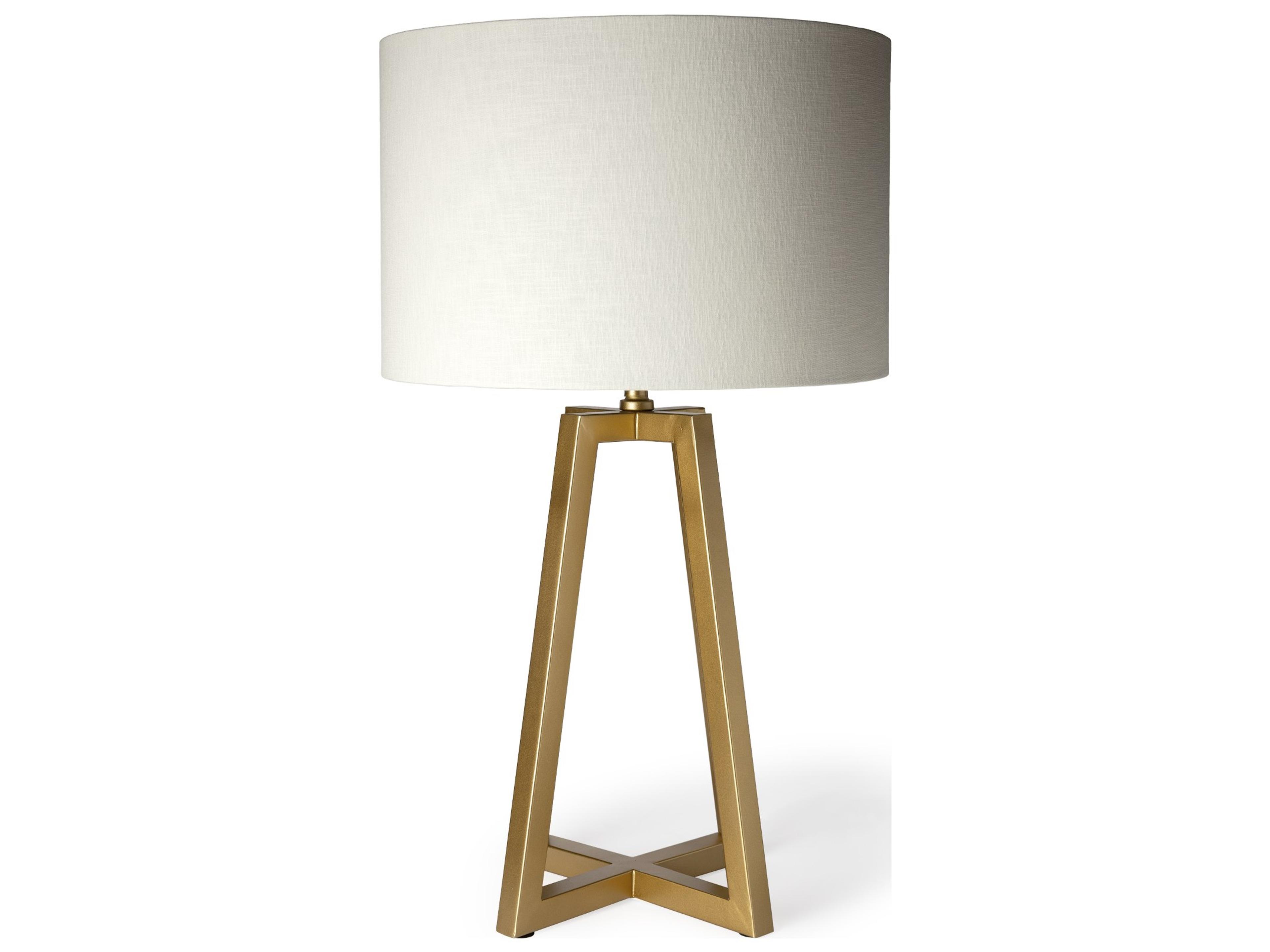 Raelynn (29"H) White-Linen Drum Shade w/ Gold Metal Frame Table Lamp
