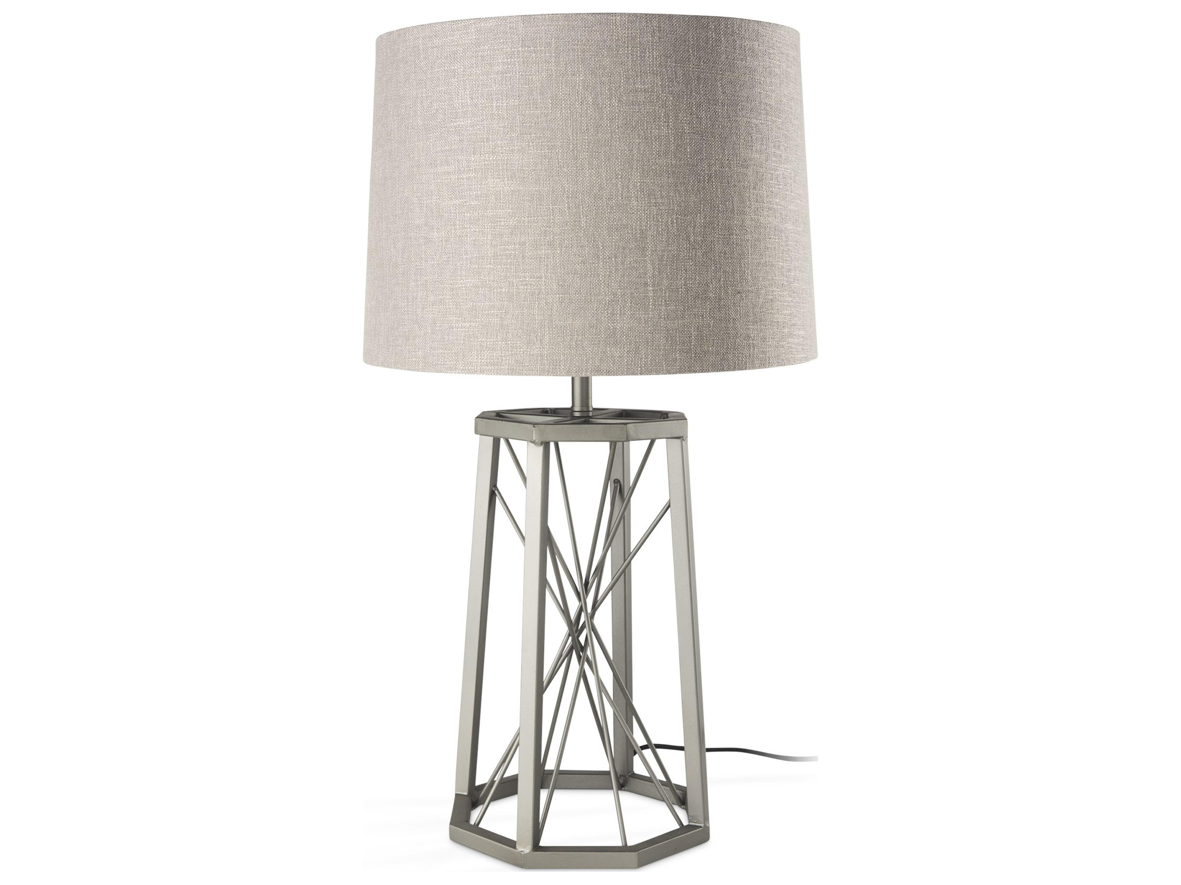 Raen (28.5"H) Gray Metal Octagonal Base w/Beige Shade Table Lamp