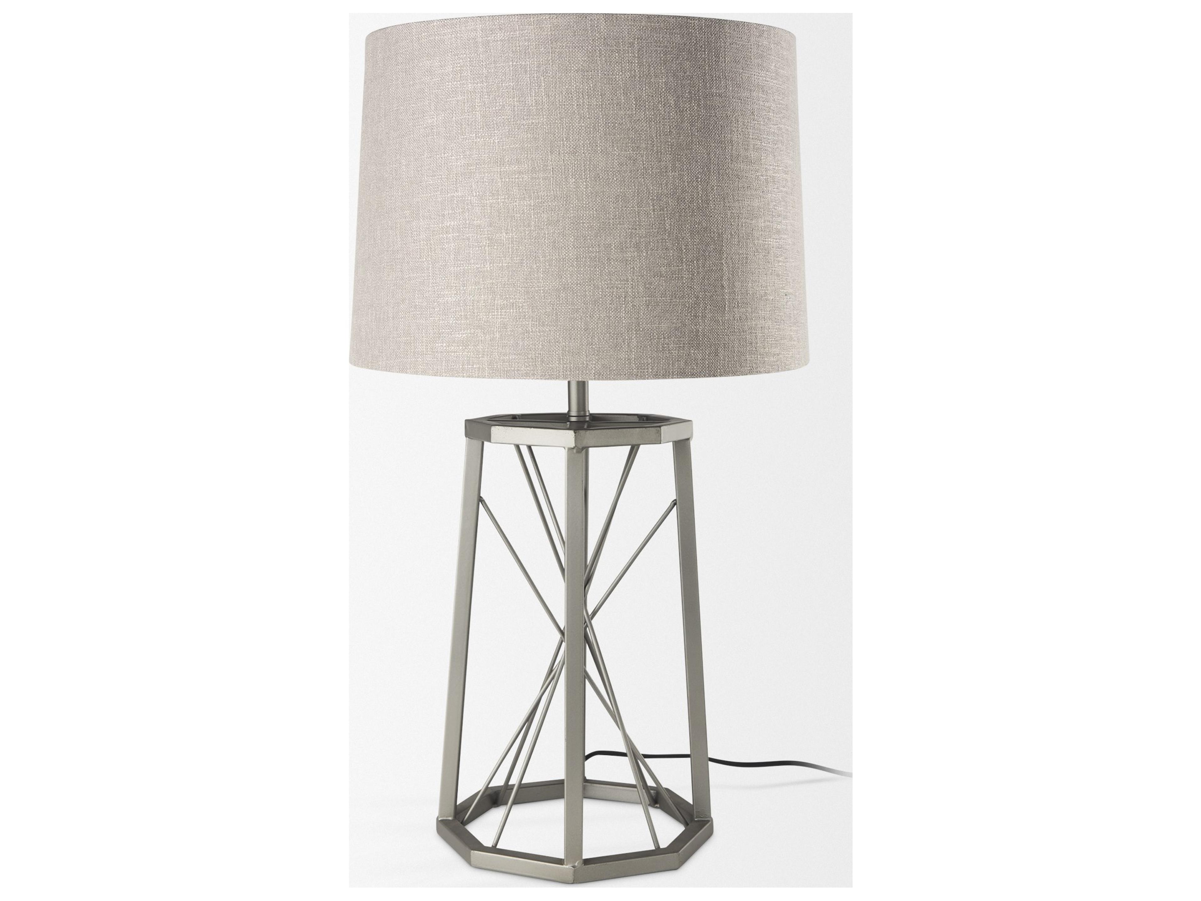 Mercana Raen (28.5"H) Gray Metal Octagonal Base w/Beige Shade Table Lamp