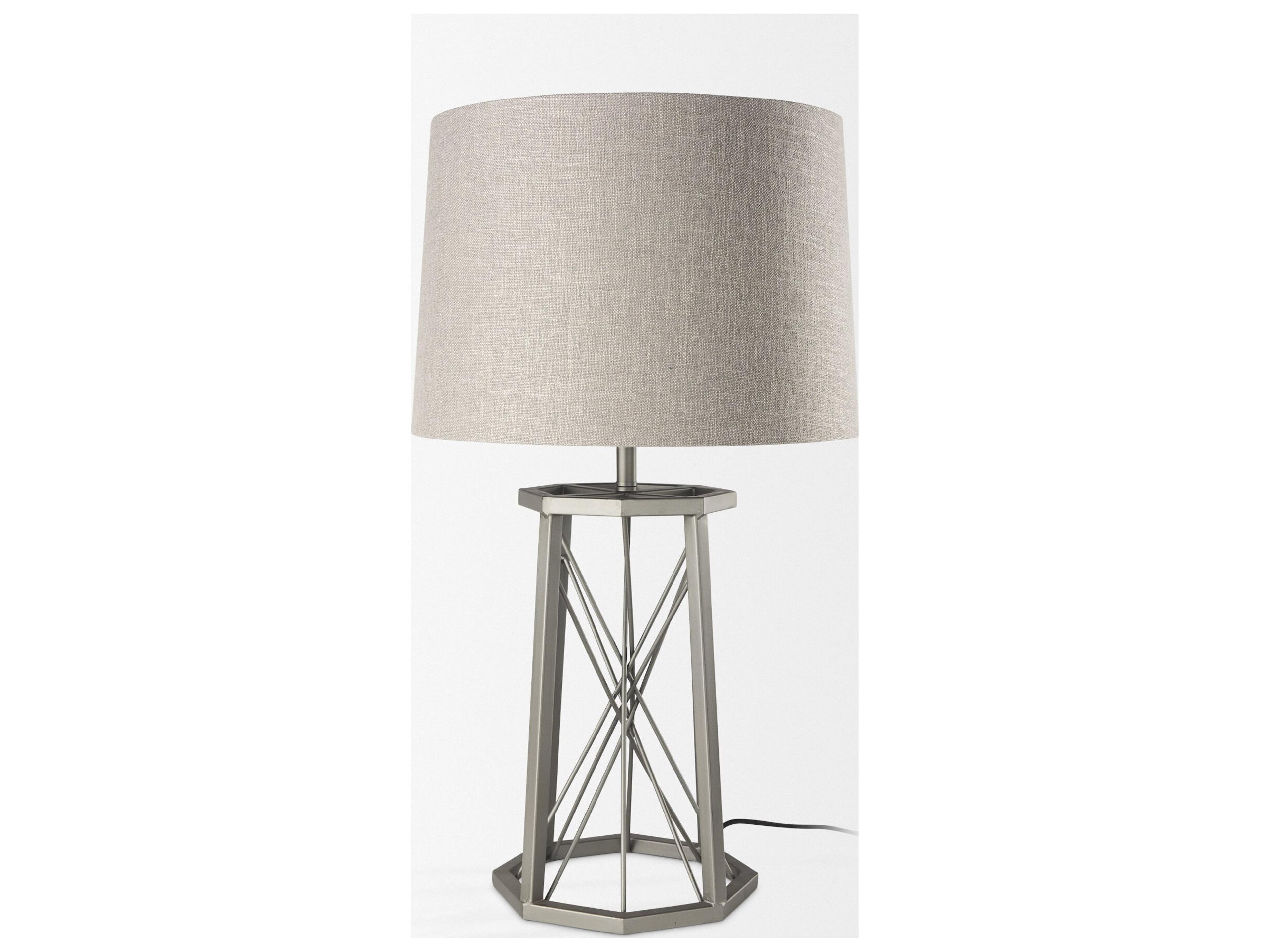 Mercana Raen (28.5"H) Gray Metal Octagonal Base w/Beige Shade Table Lamp