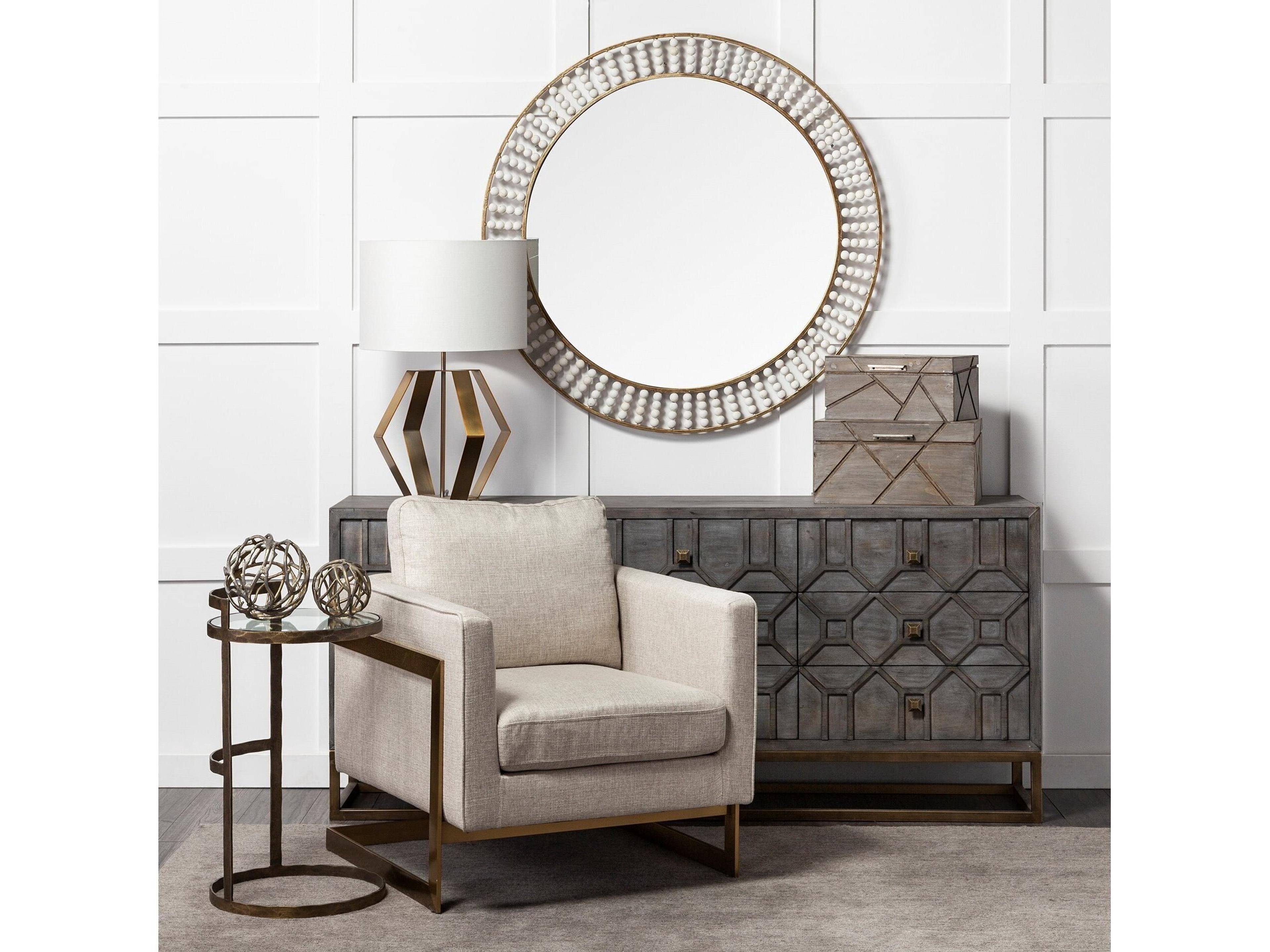 Mercana Genevieve II 70x15.8 Gray Fir Veneer W/Gold Metal Frame Base 9 Drawer Sideboard