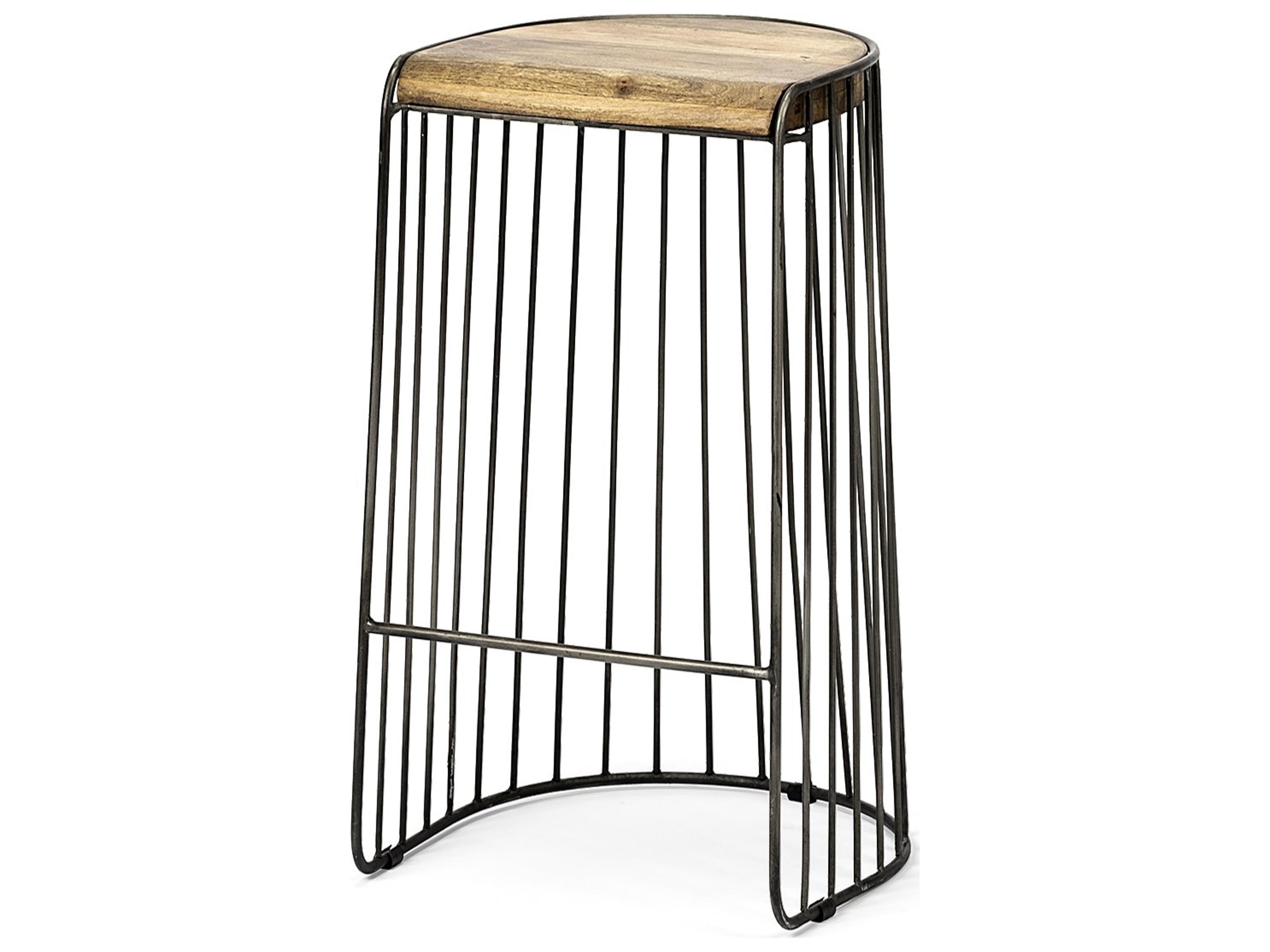 Seagram 30.5" Seat Height Brown Seat Black Metal Frame Stool