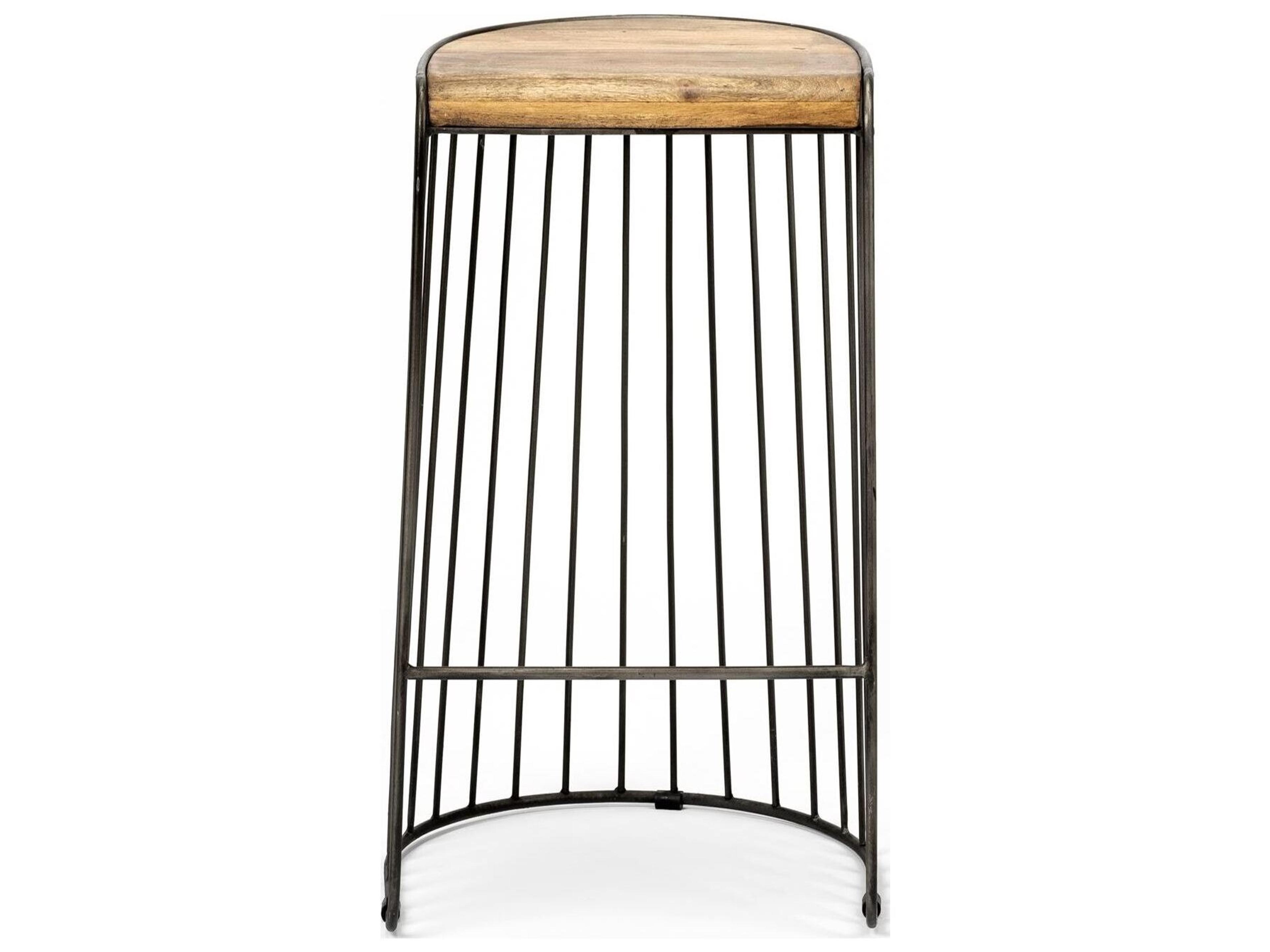 Mercana Seagram 30.5" Seat Height Brown Seat Black Metal Frame Stool