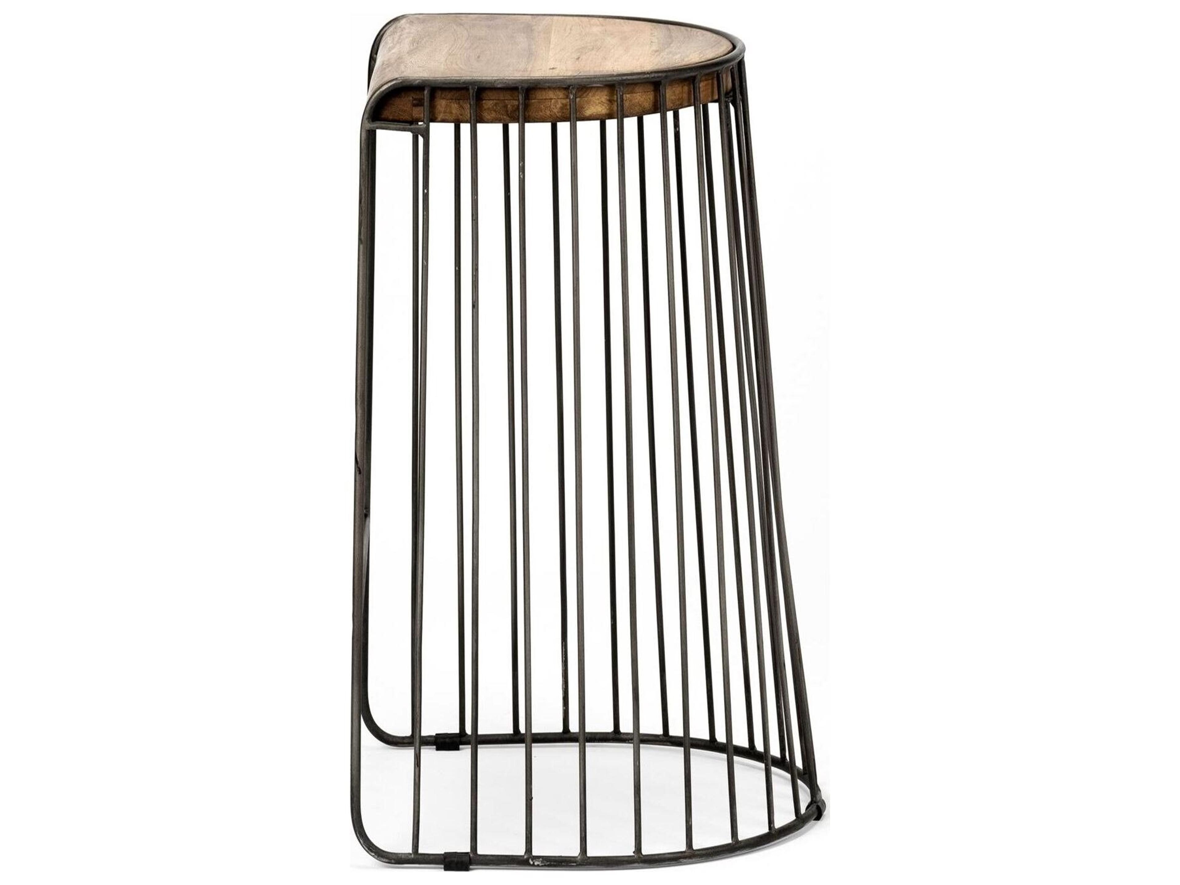 Mercana Seagram 30.5" Seat Height Brown Seat Black Metal Frame Stool