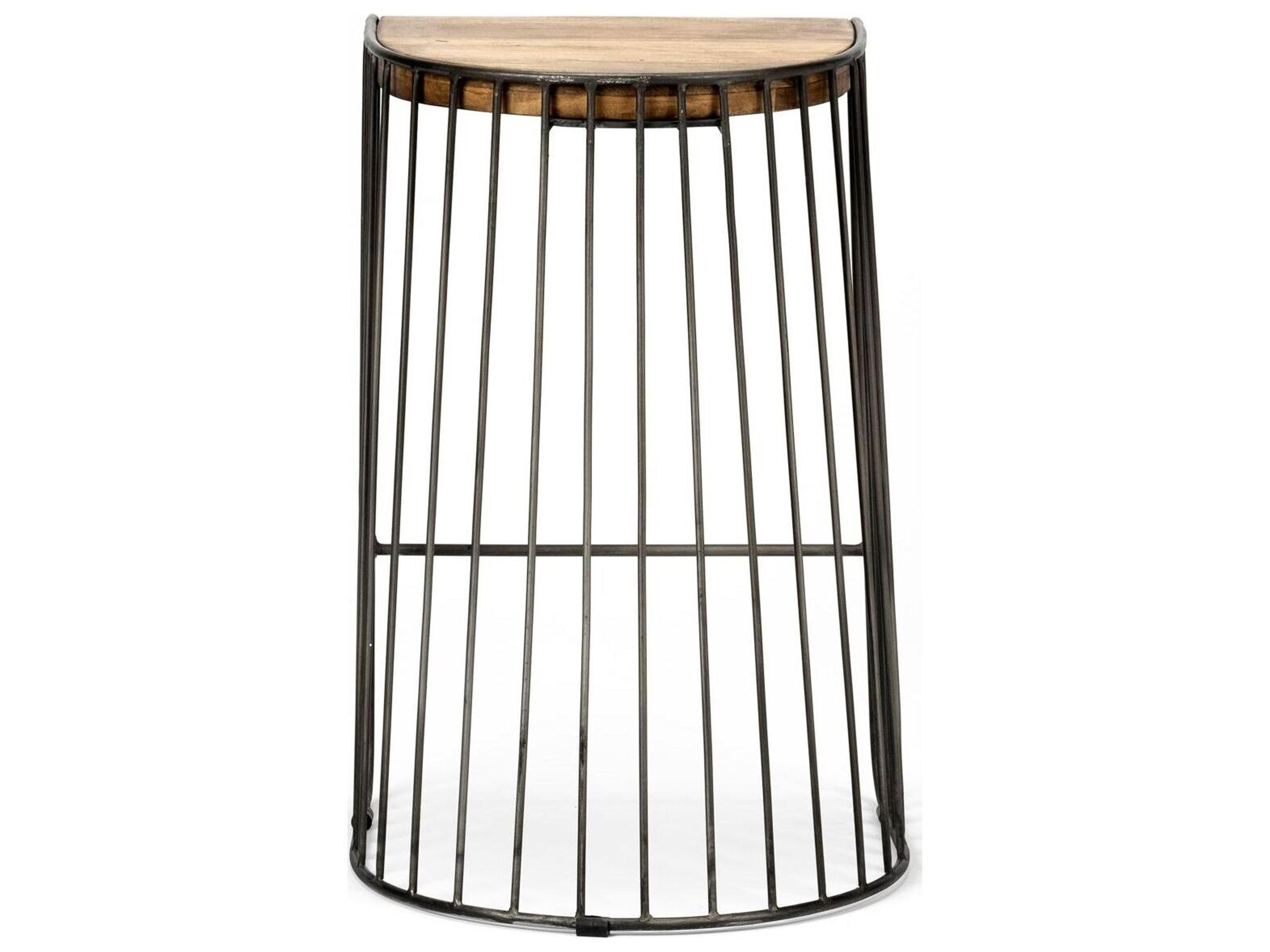 Mercana Seagram 25.6" Seat Height Brown Wood Seat Black Metal Frame Stool