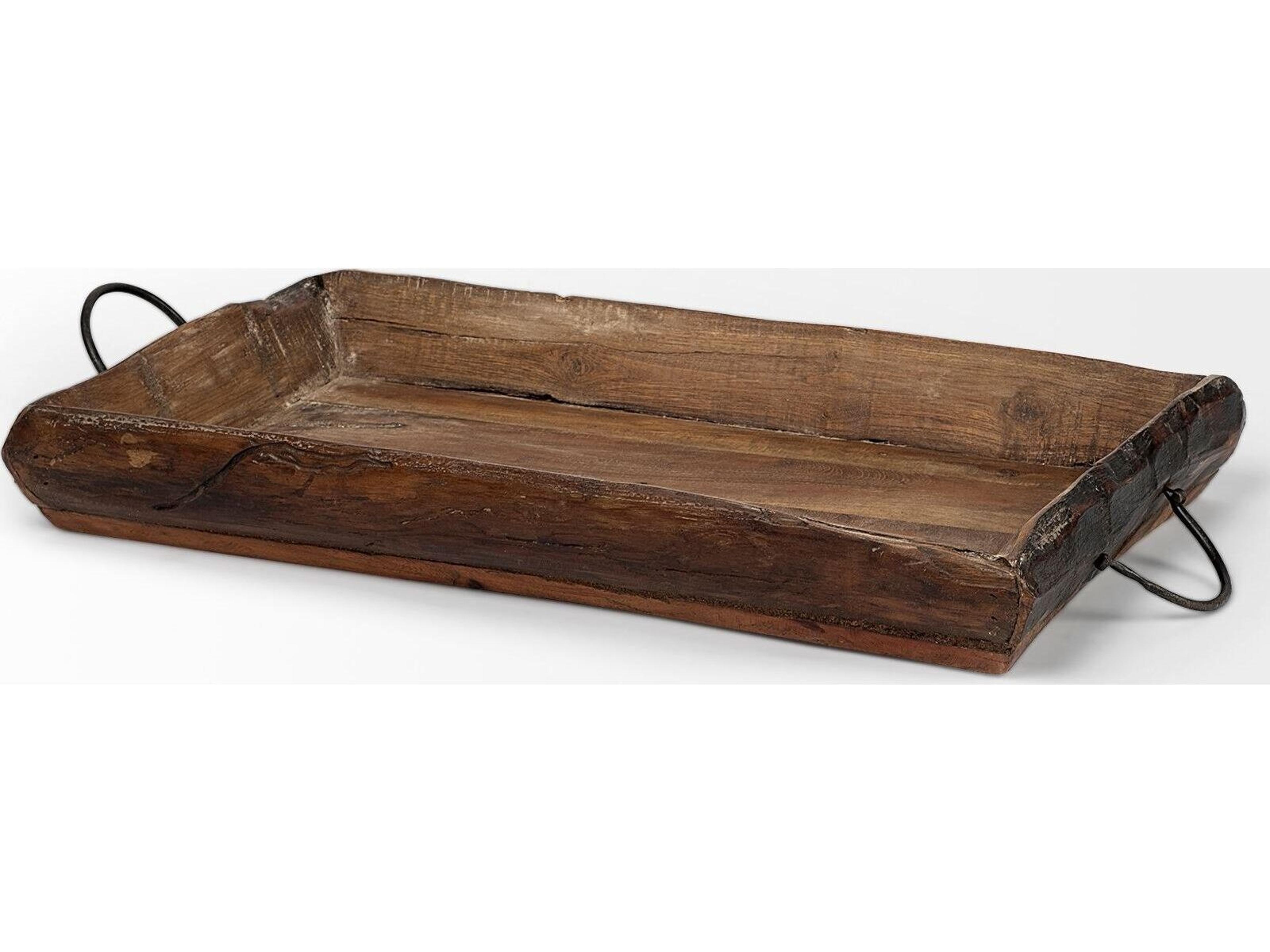 Mercana Durone (Set of 2) Brown Wooden Live Edge Serving Trays