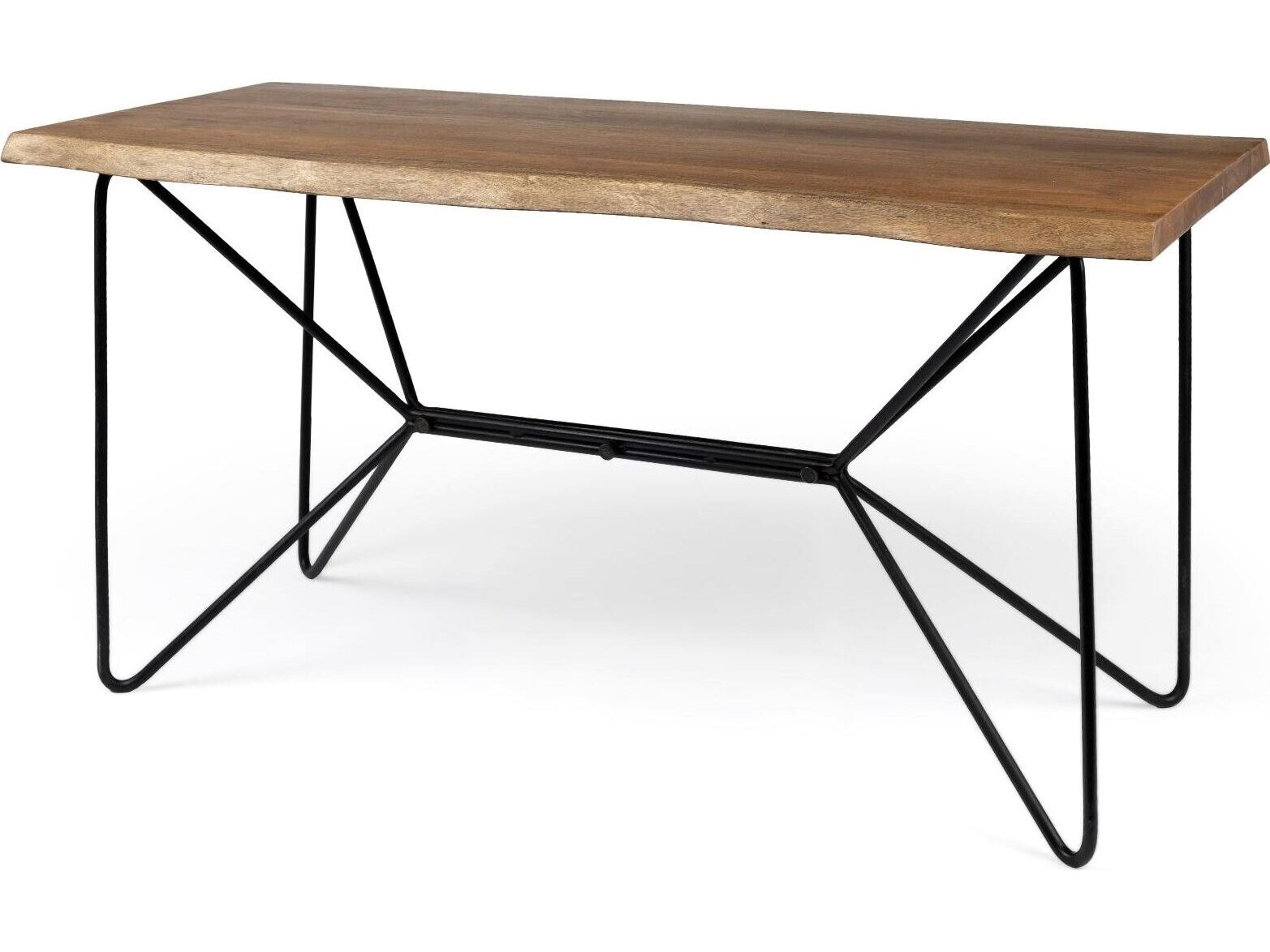Papillion IV 60L x 26W Natural Solid Wood and Live Edge Iron Office Desk