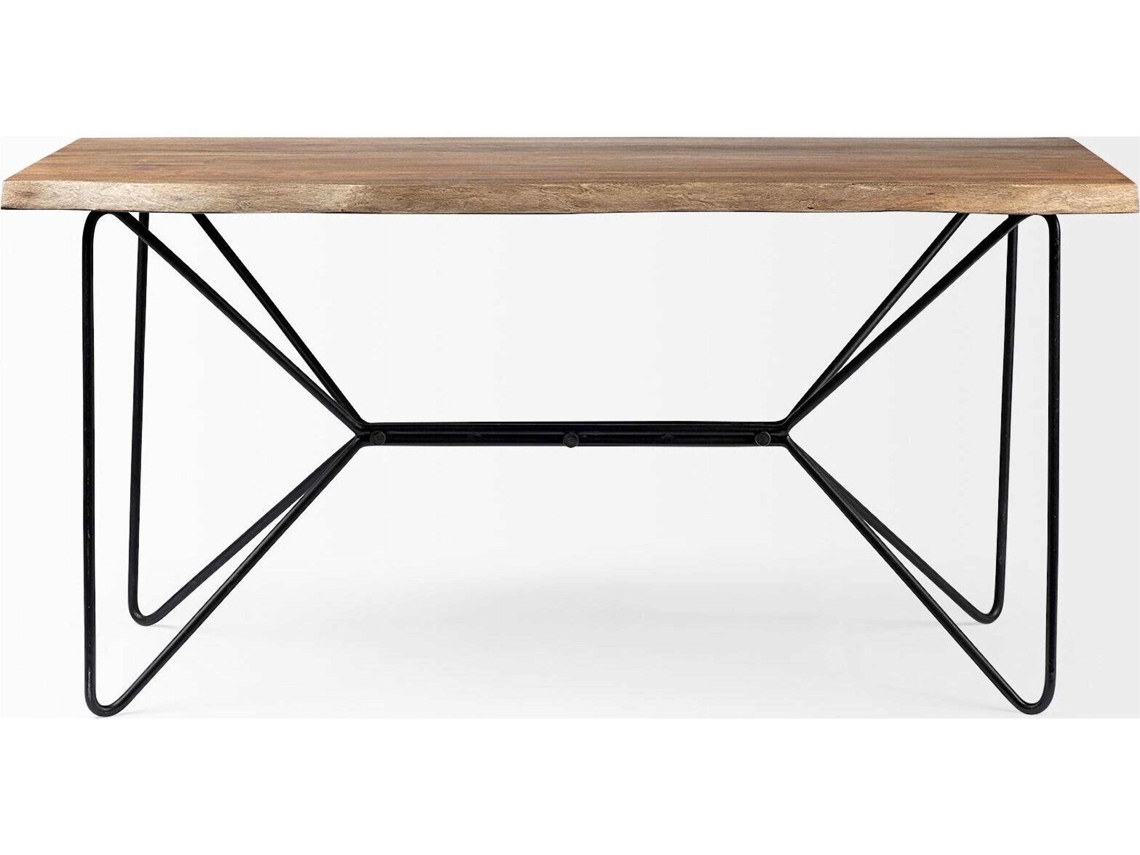 Mercana Papillion IV 60L x 26W Natural Solid Wood and Live Edge Iron Office Desk