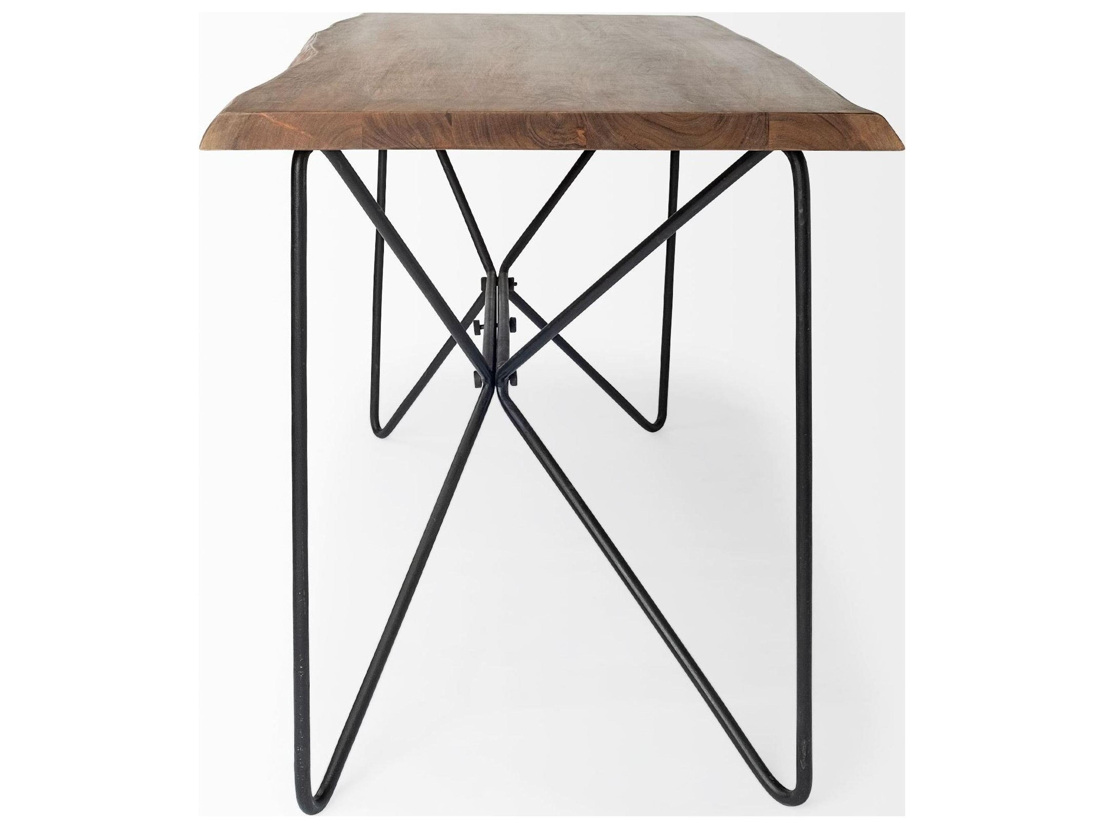 Mercana Papillion IV 60L x 26W Natural Solid Wood and Live Edge Iron Office Desk