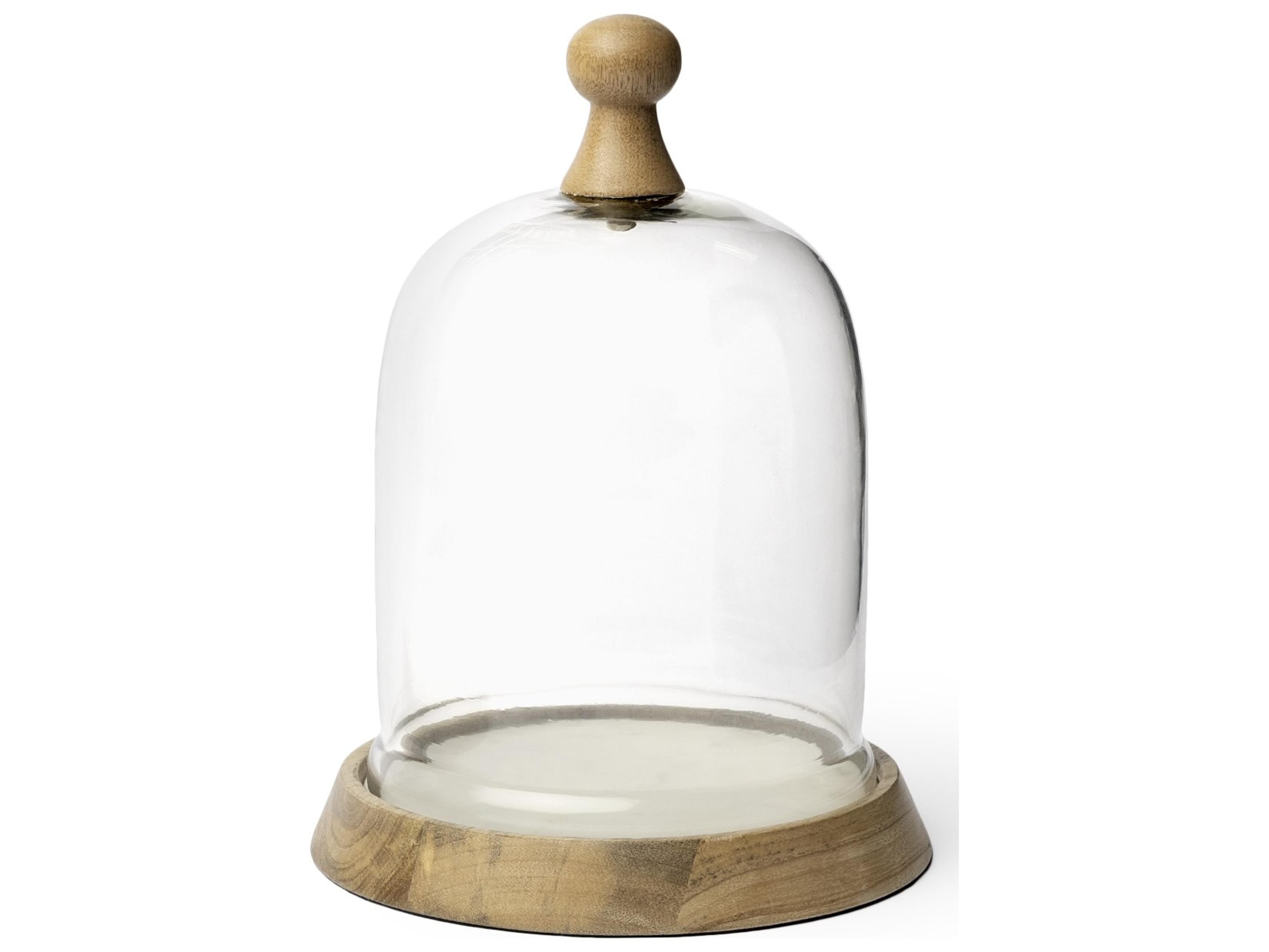 Mercana Campana I Small Wooden/White Marble Base Glass Cloche