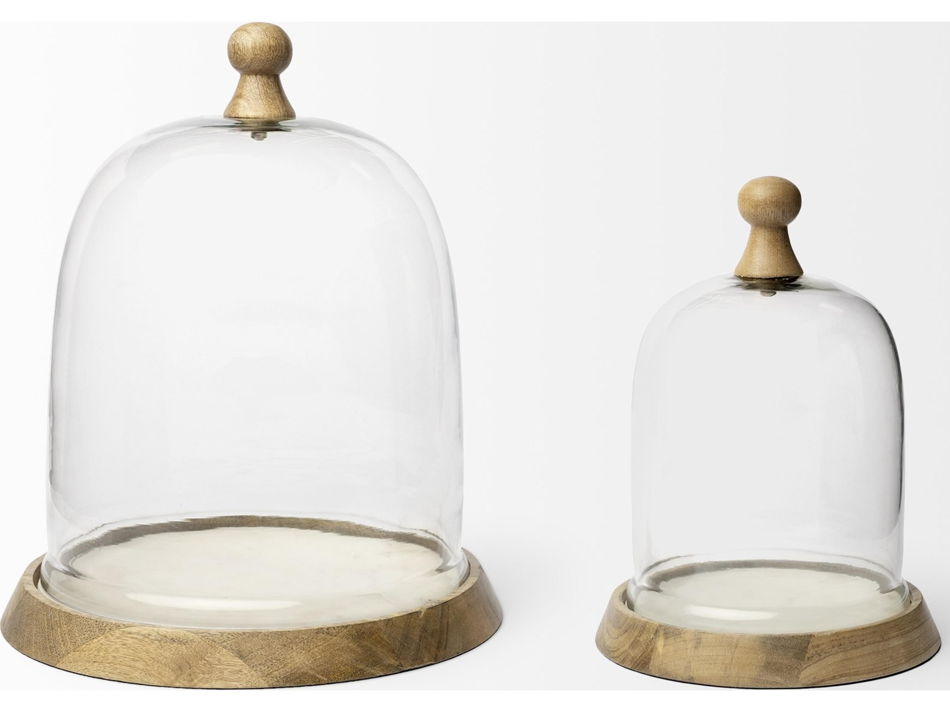 Mercana Campana I Small Wooden/White Marble Base Glass Cloche