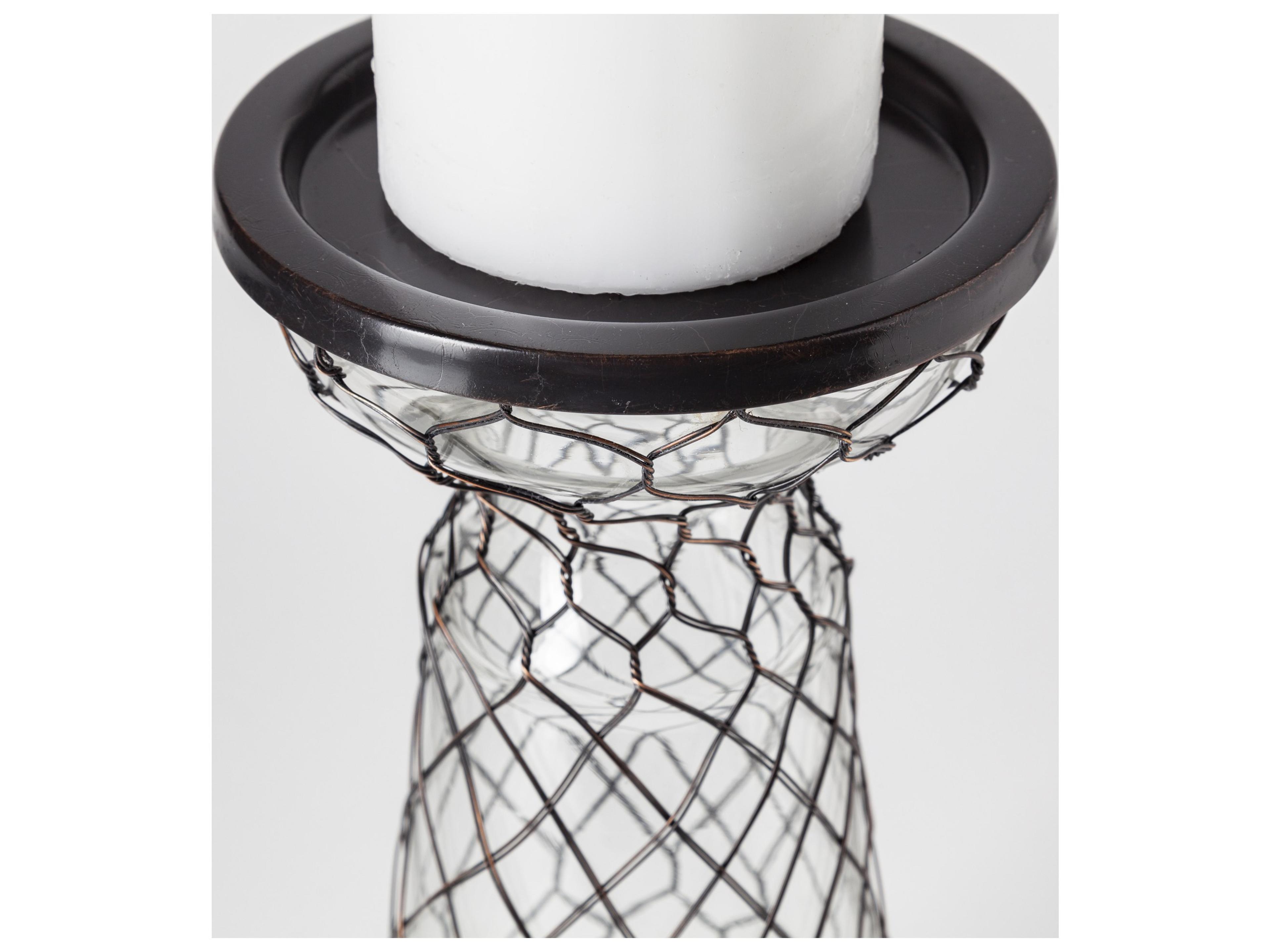 Mercana Shandra I Small Glass w/Metal Wire Snakeskin Pattern Table Candle Holder