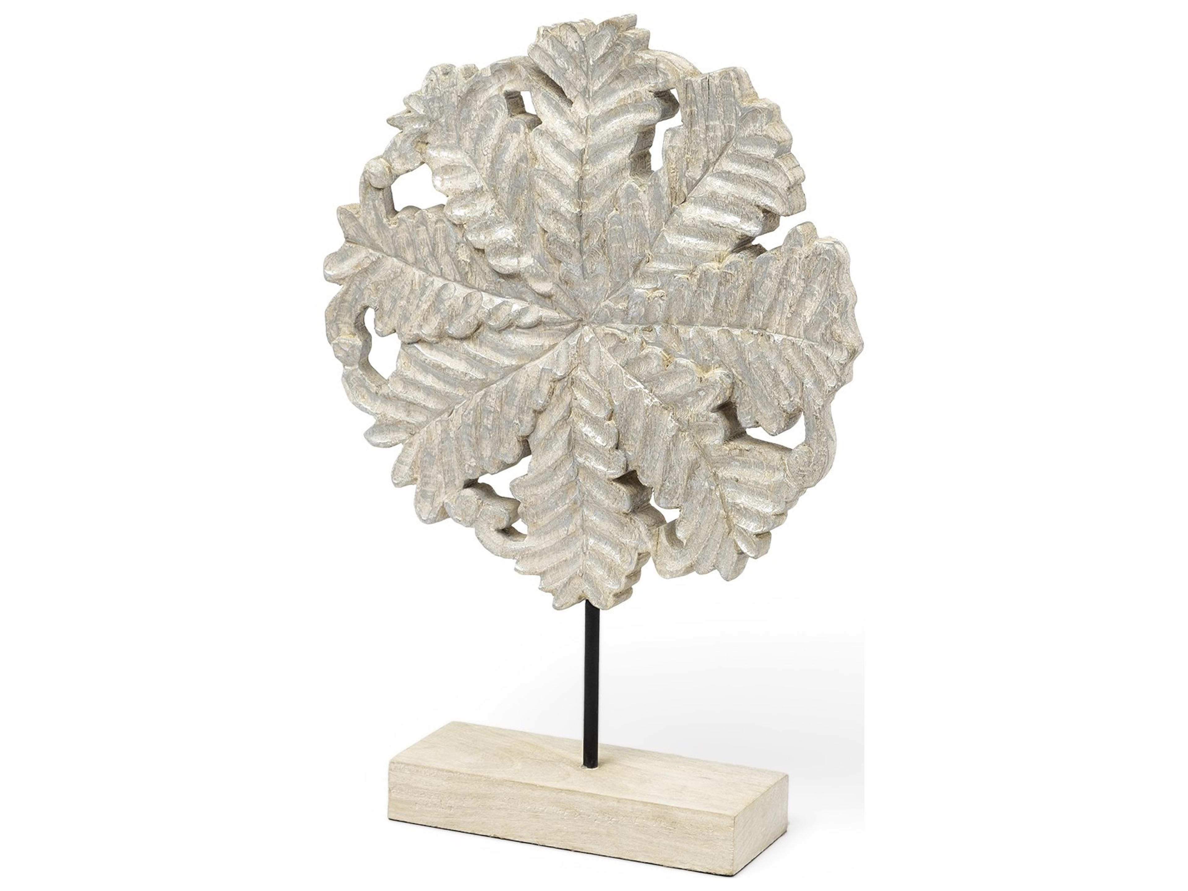 Kamara I (Small) 12L x 4W White Washed Wood W/Antiqued Silver Botanical Decorative Object