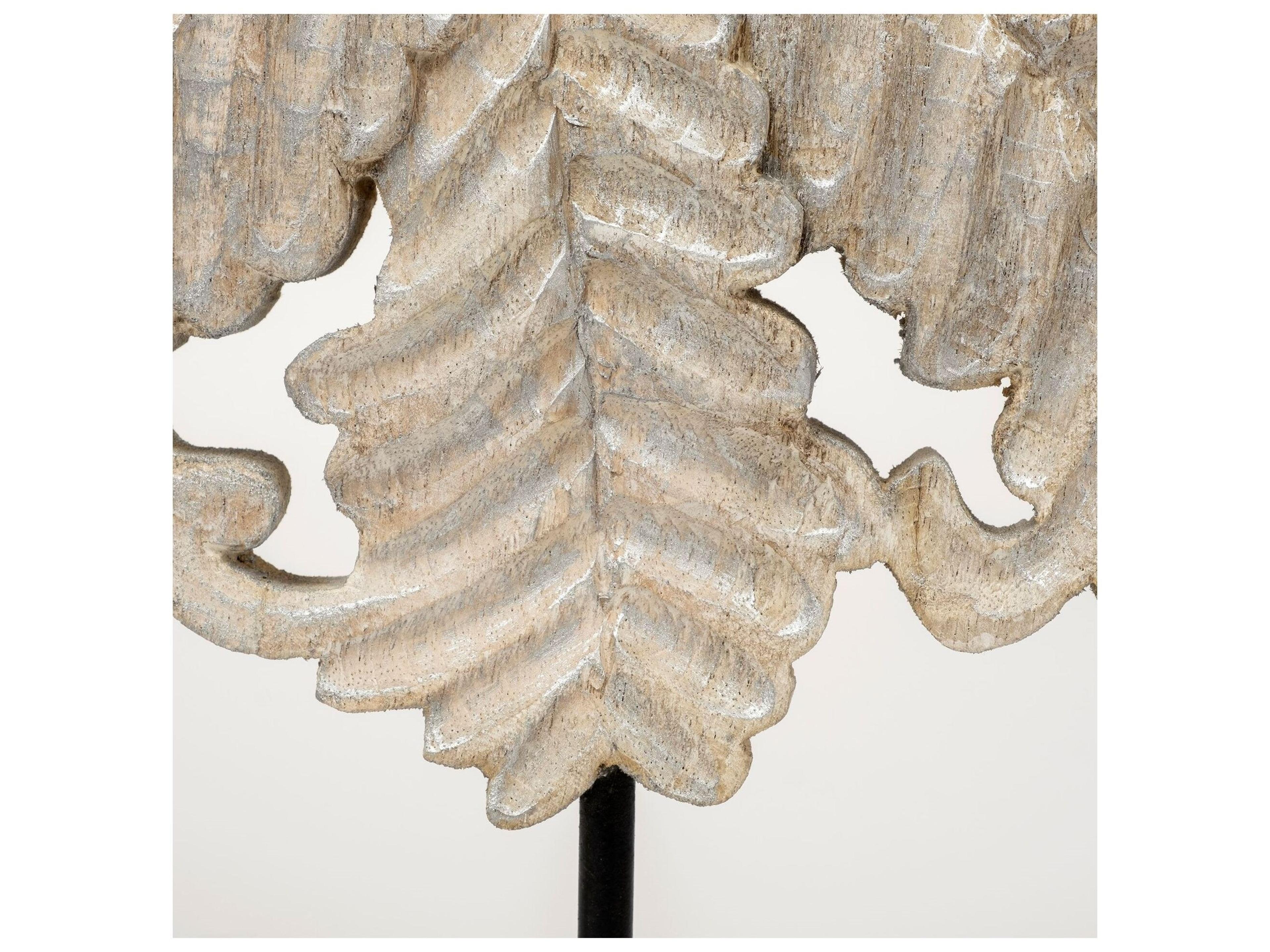 Mercana Kamara II (Large) 16L x 4W White Washed Wood W/Antiqued Silver  Botanical Decorative Object