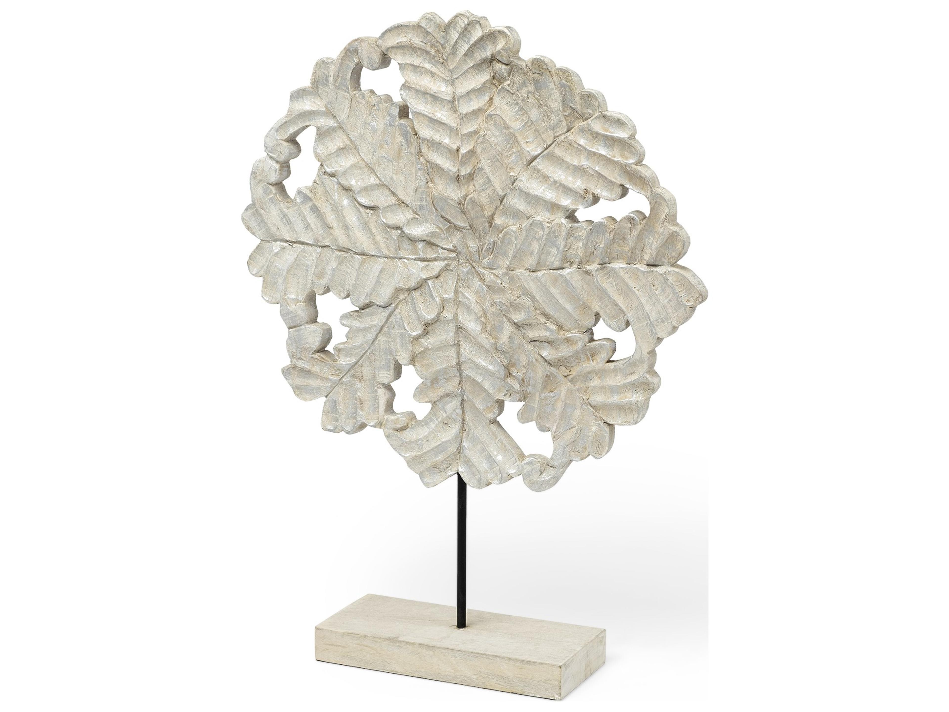 Kamara II (Large) 16L x 4W White Washed Wood W/Antiqued Silver  Botanical Decorative Object