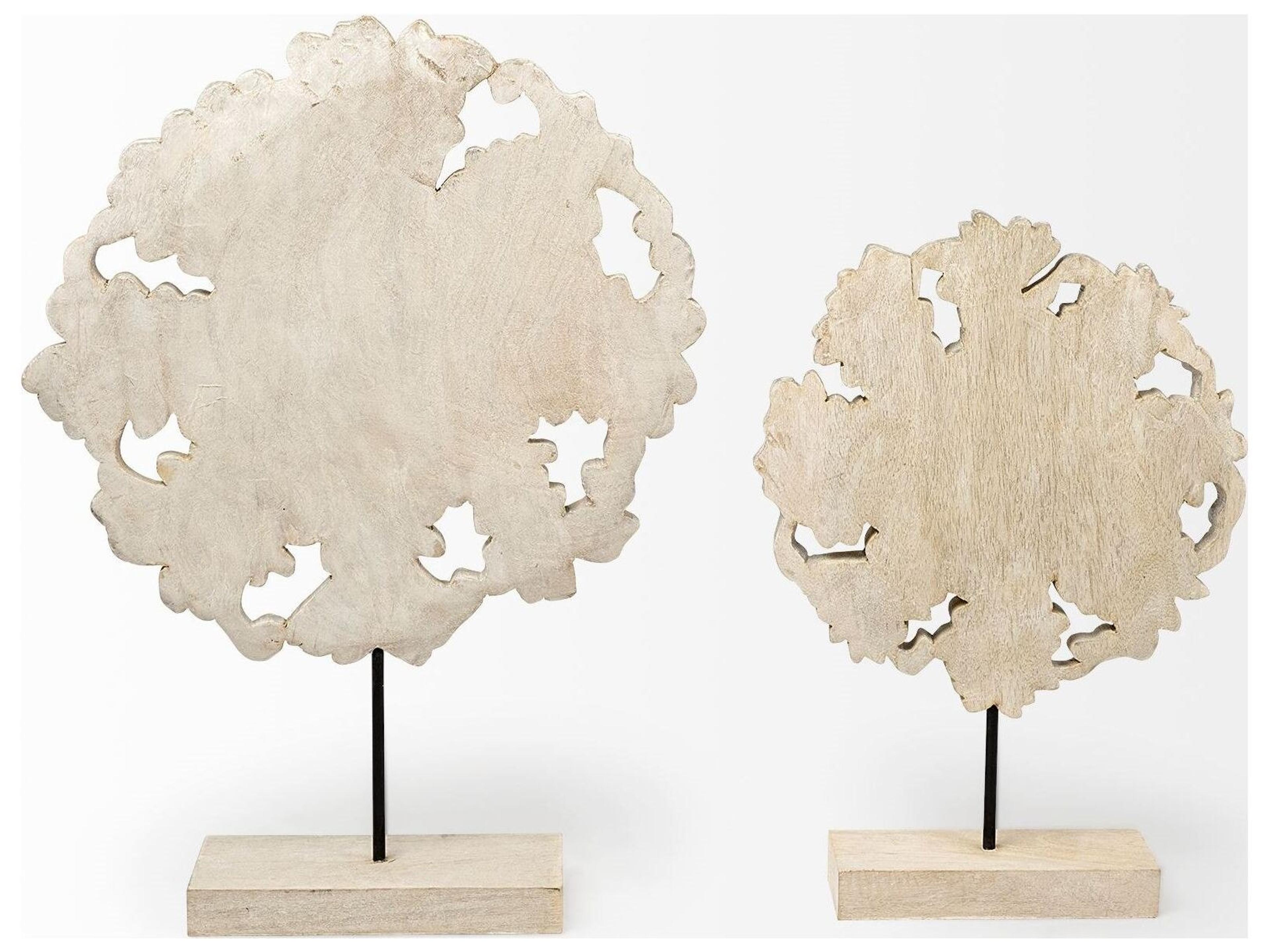 Mercana Kamara II (Large) 16L x 4W White Washed Wood W/Antiqued Silver  Botanical Decorative Object