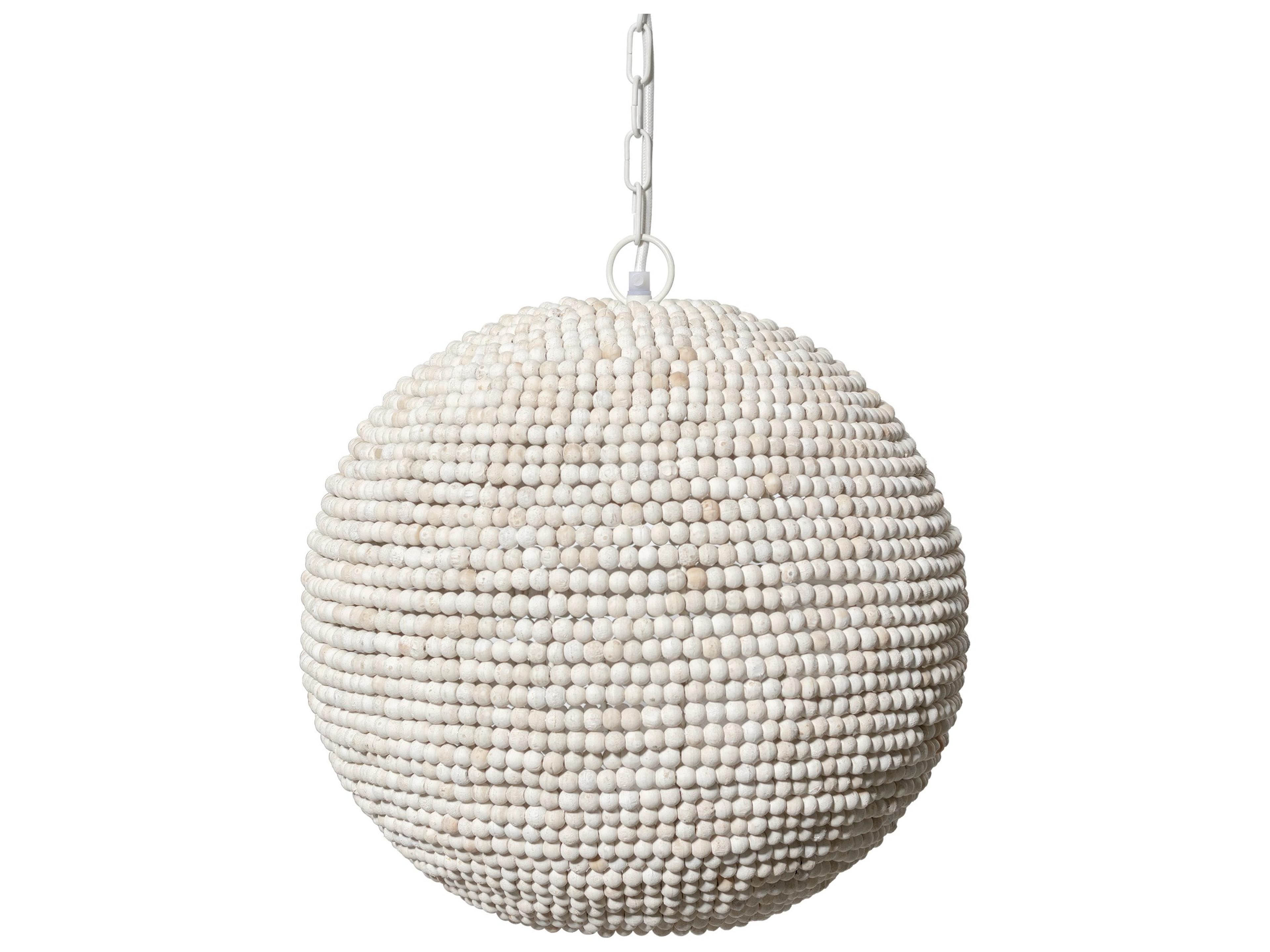 Theta 15.5x14.5 White-Washed Wood Beaded Pendant Light