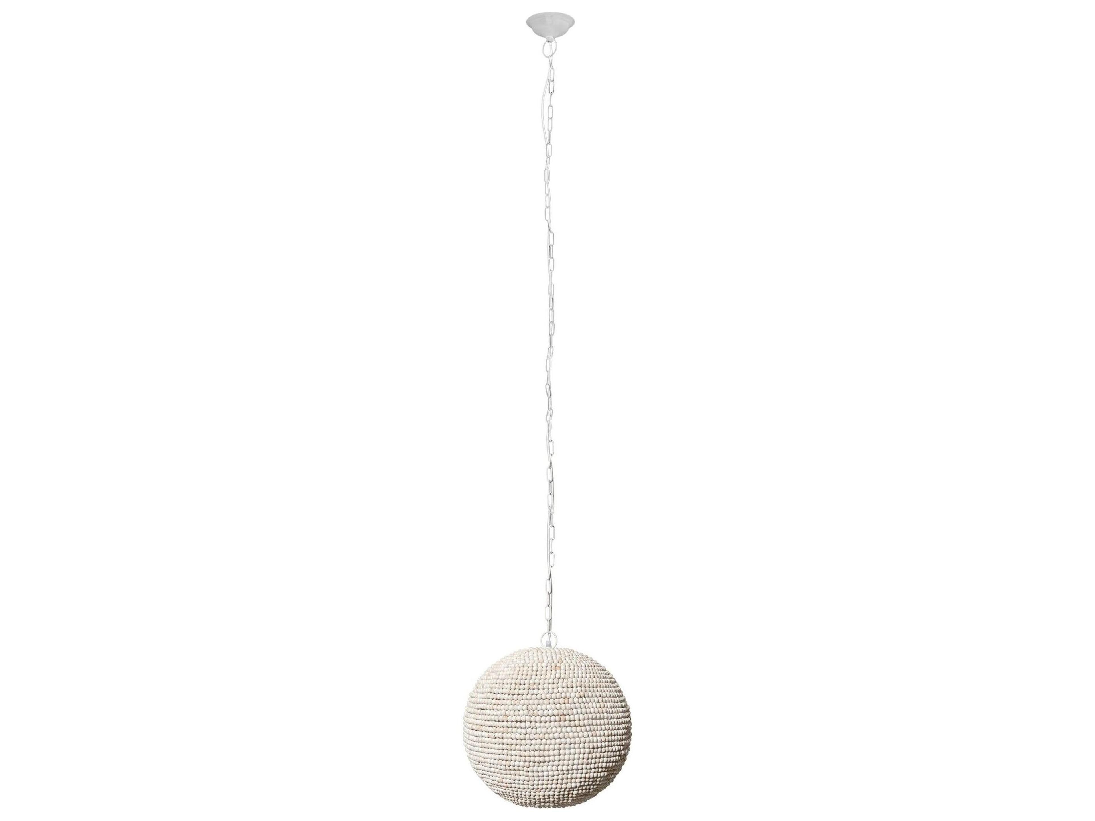 Mercana Theta 15.5x14.5 White-Washed Wood Beaded Pendant Light