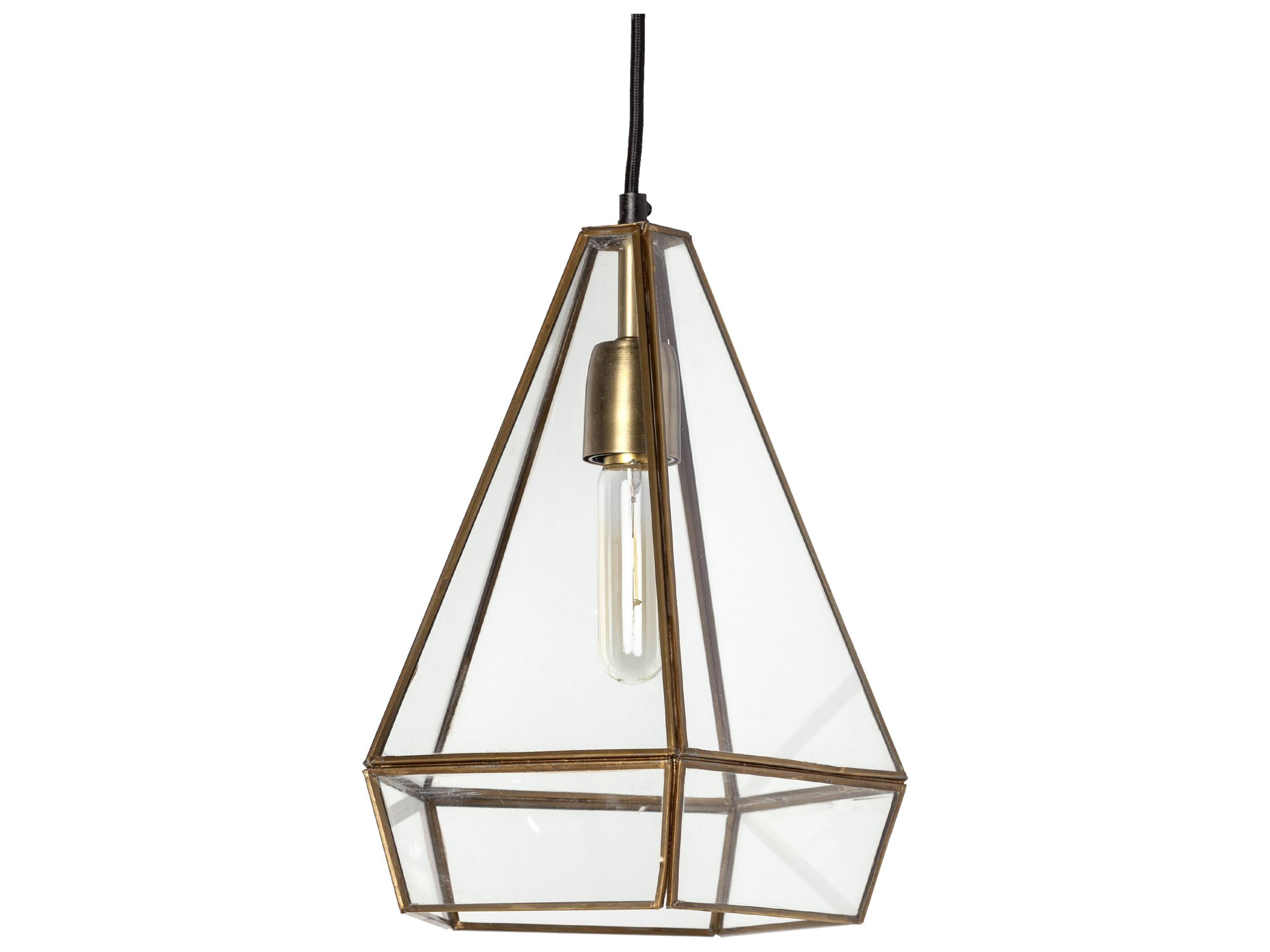 Mercana Prima 9.5x12.5 Gold Metal and Glass Pyramid Pendant Light