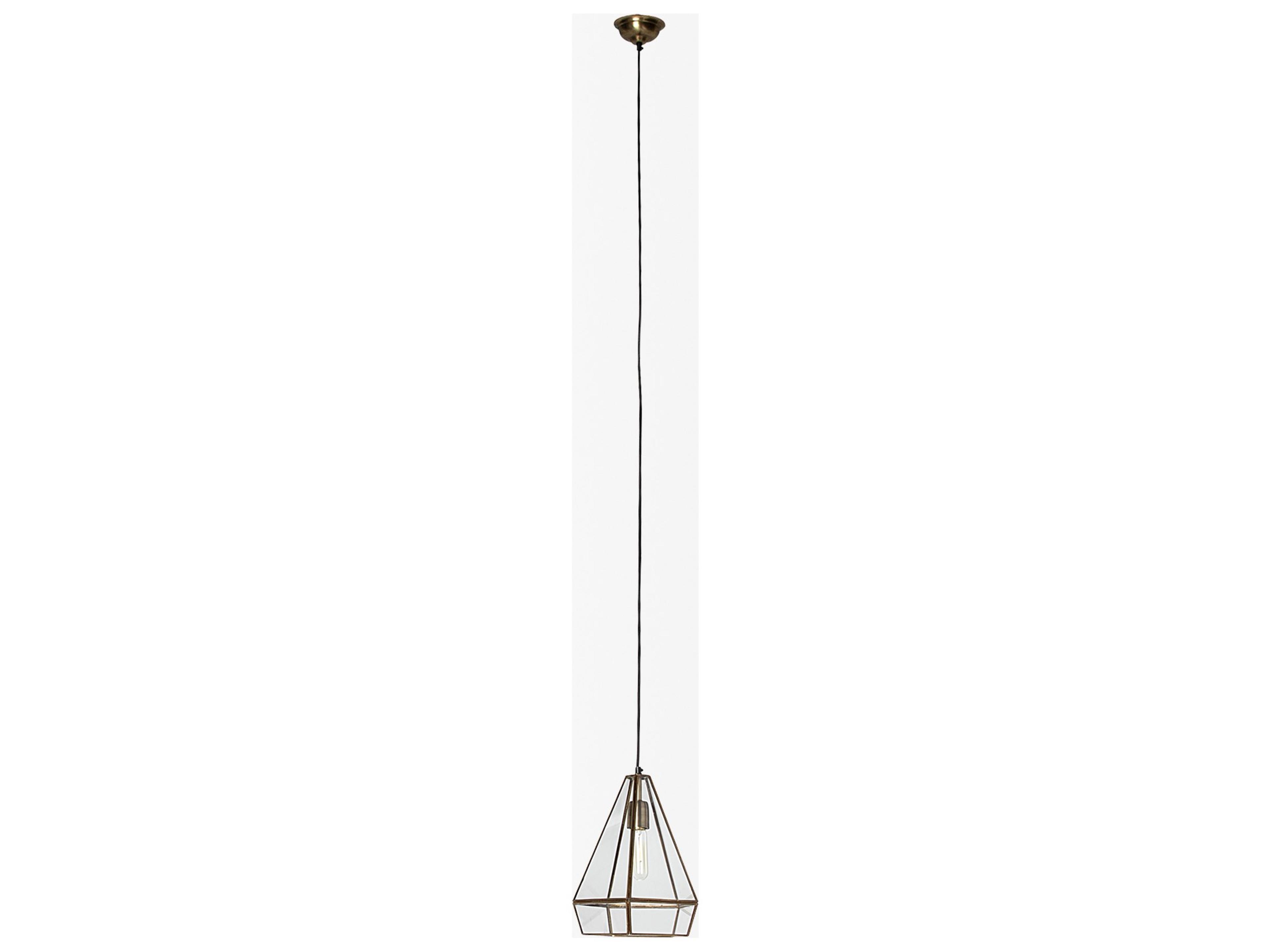 Mercana Prima 9.5x12.5 Gold Metal and Glass Pyramid Pendant Light