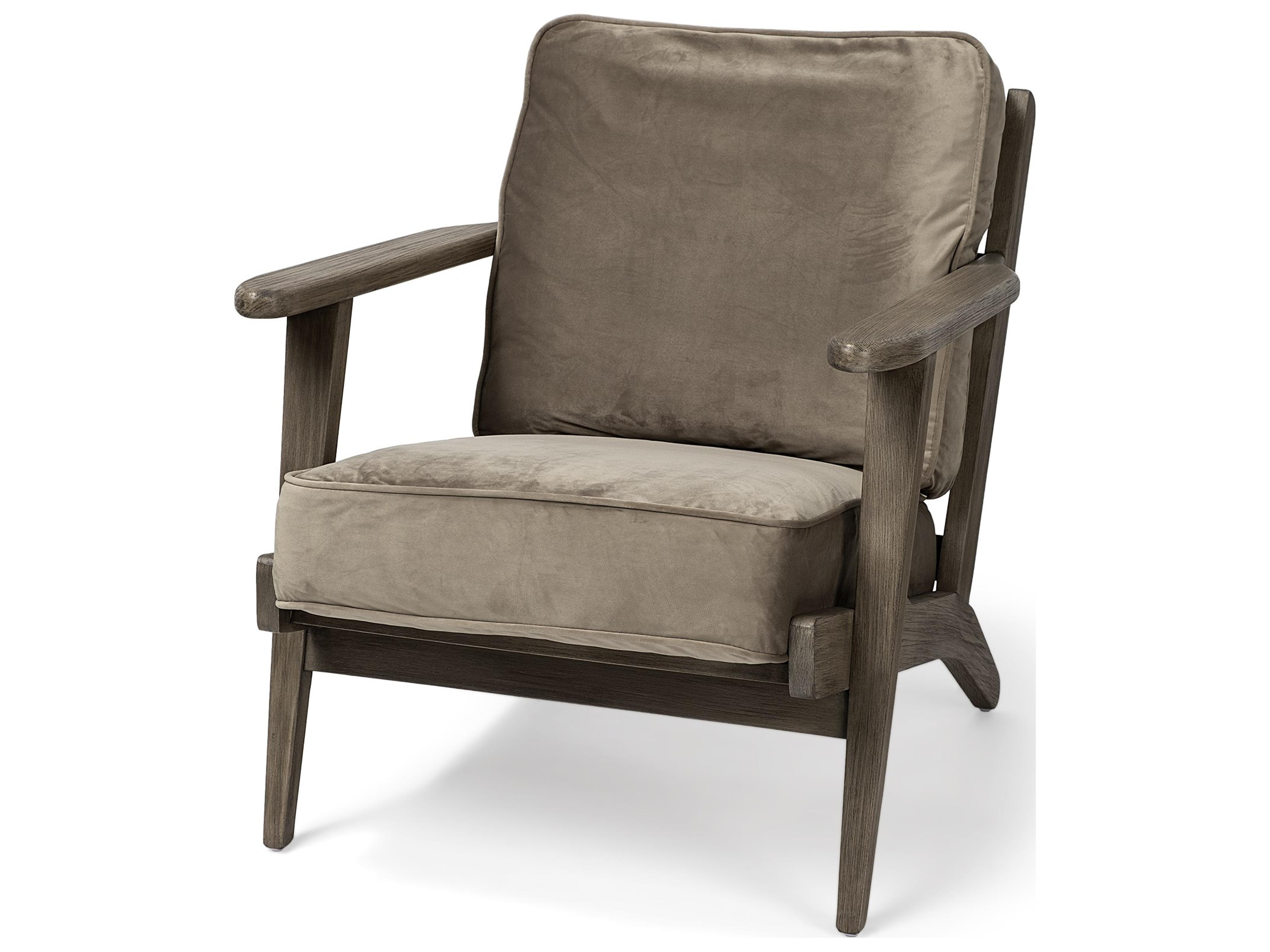 Olympus II Brown Velvet Covered Wooden Frame Accent Chair