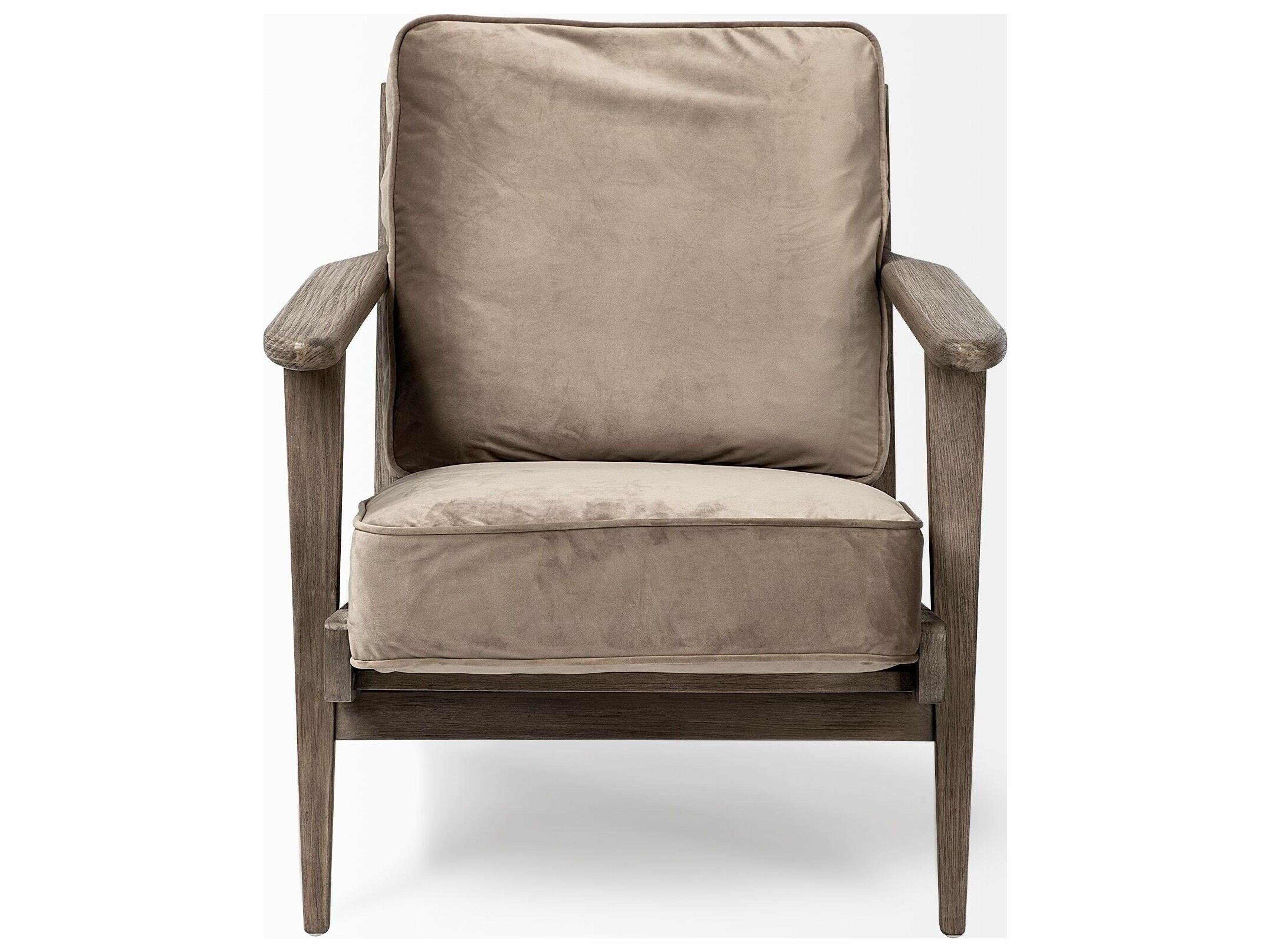 Mercana Olympus II Brown Velvet Covered Wooden Frame Accent Chair