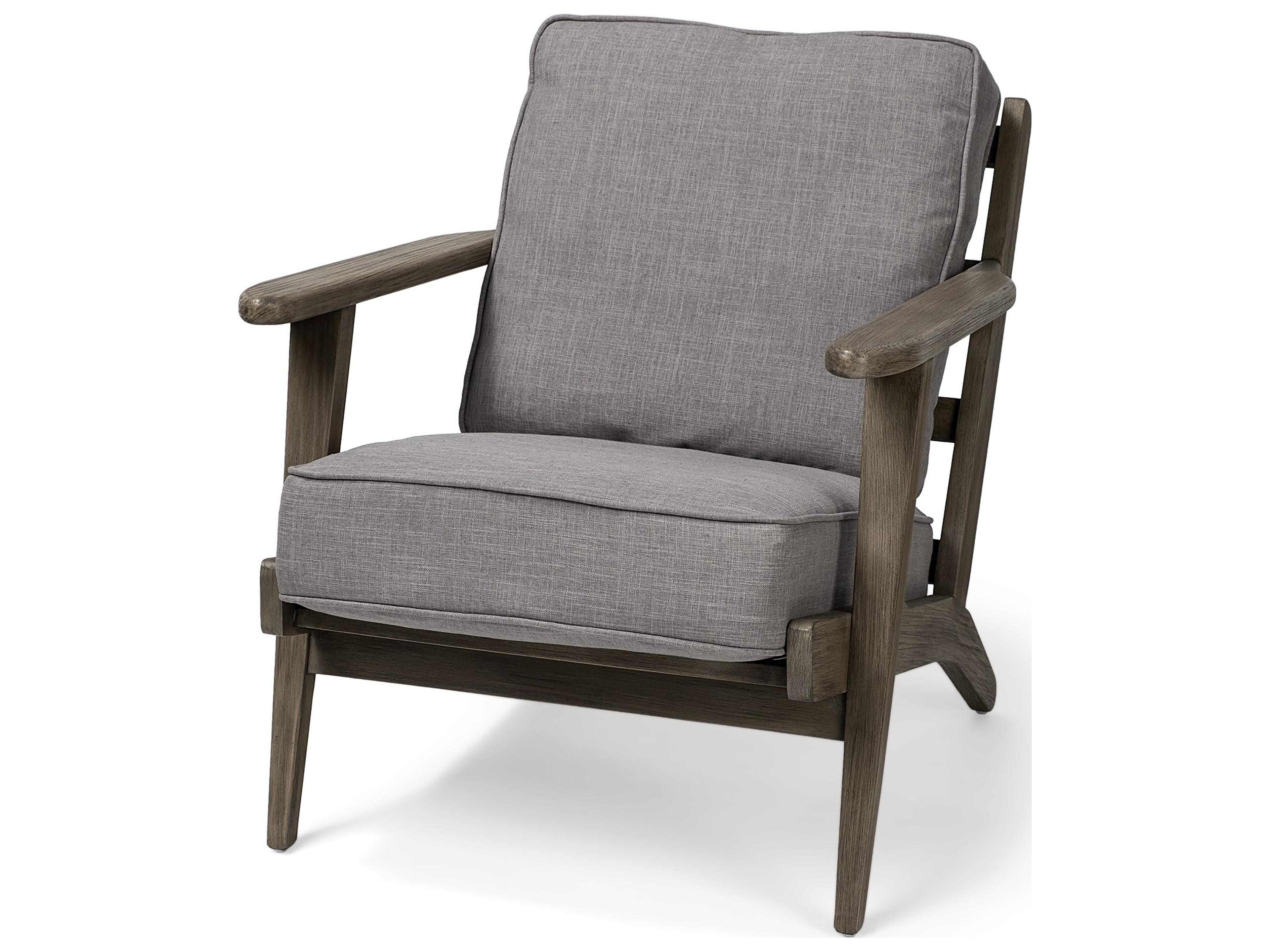 Olympus II Flint Gray Fabric Covered Wooden Frame Accent Chair
