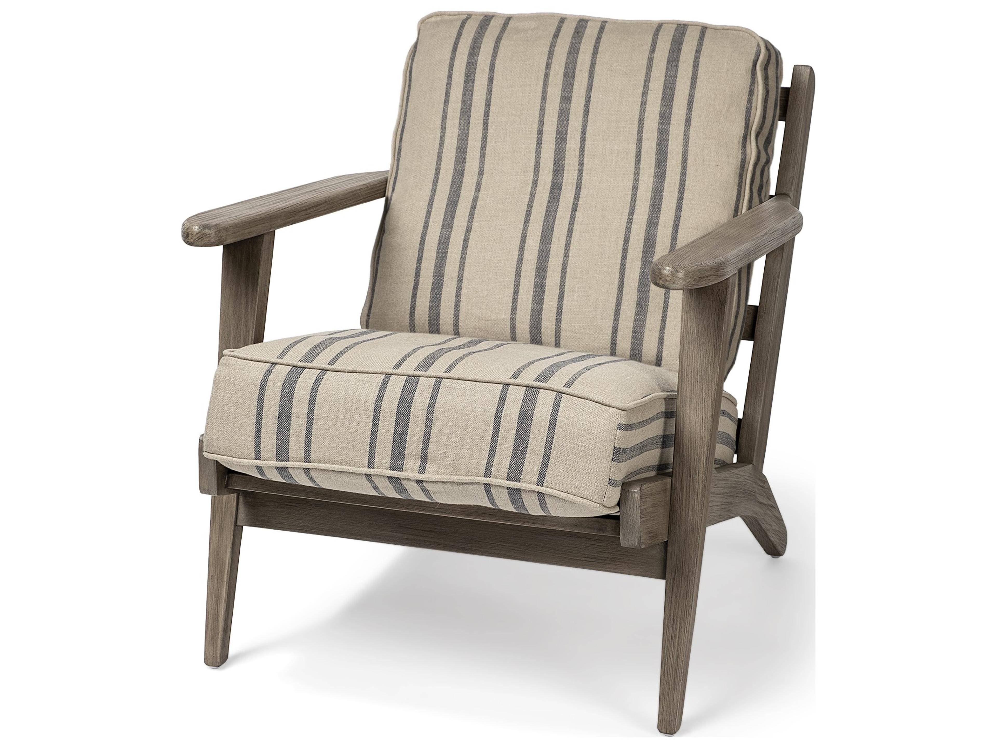 Olympus III Striped Brown Jute Wrapped Wooden Frame Accent Chair