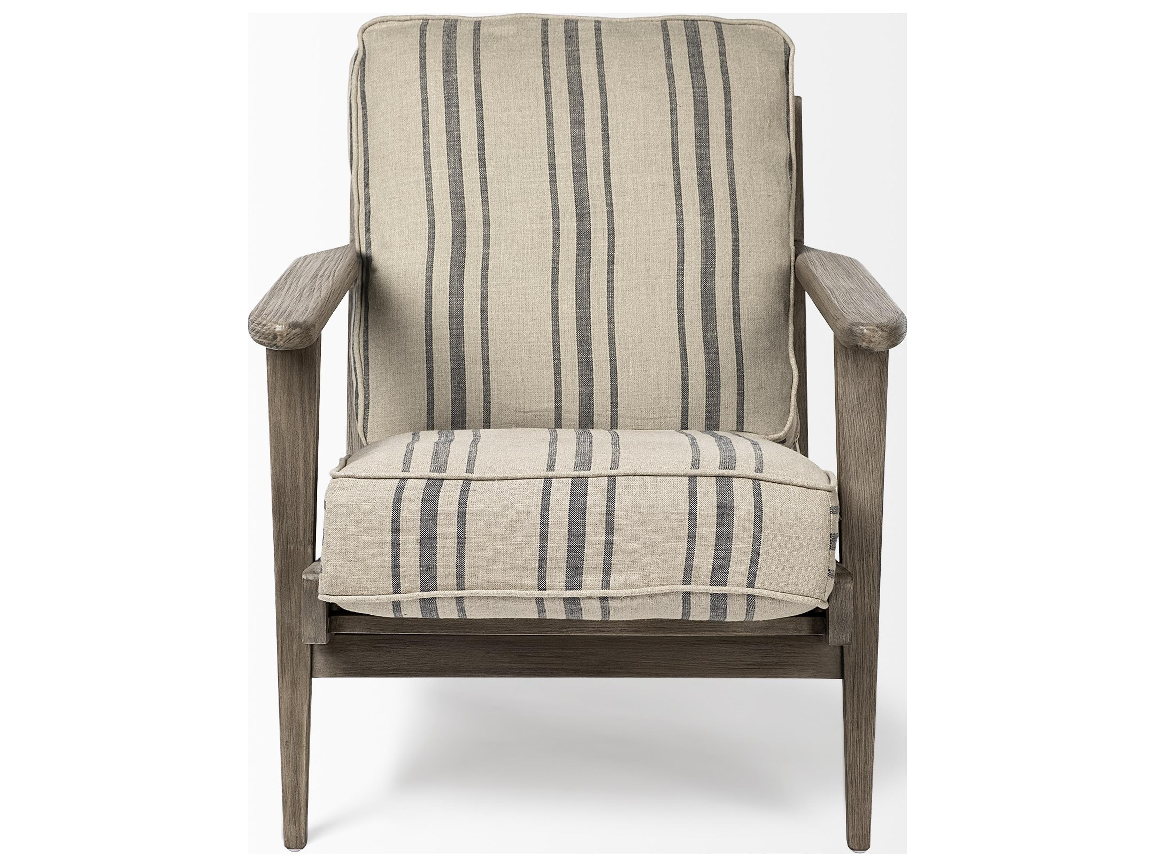 Mercana Olympus III Striped Brown Jute Wrapped Wooden Frame Accent Chair