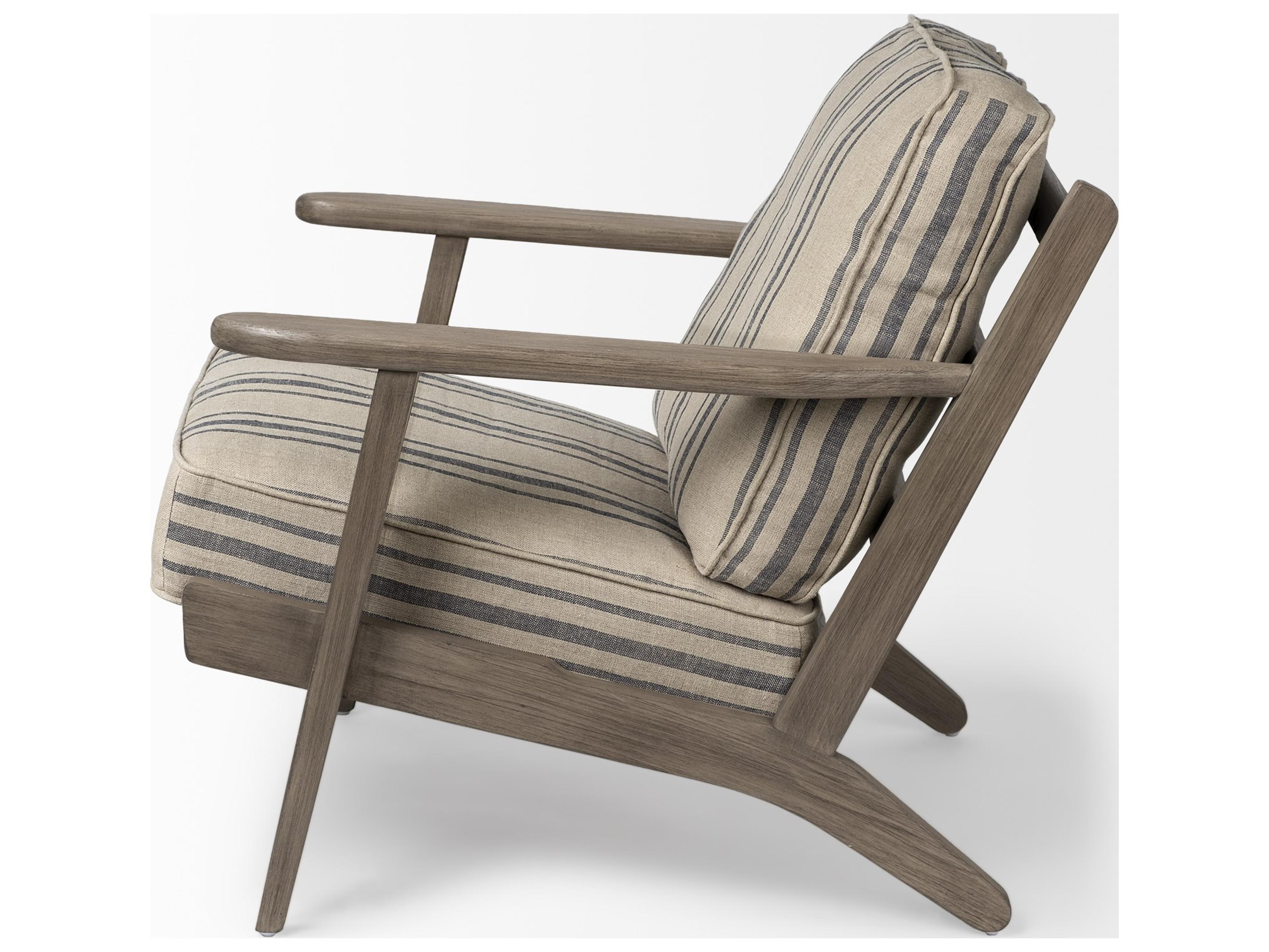 Mercana Olympus III Striped Brown Jute Wrapped Wooden Frame Accent Chair