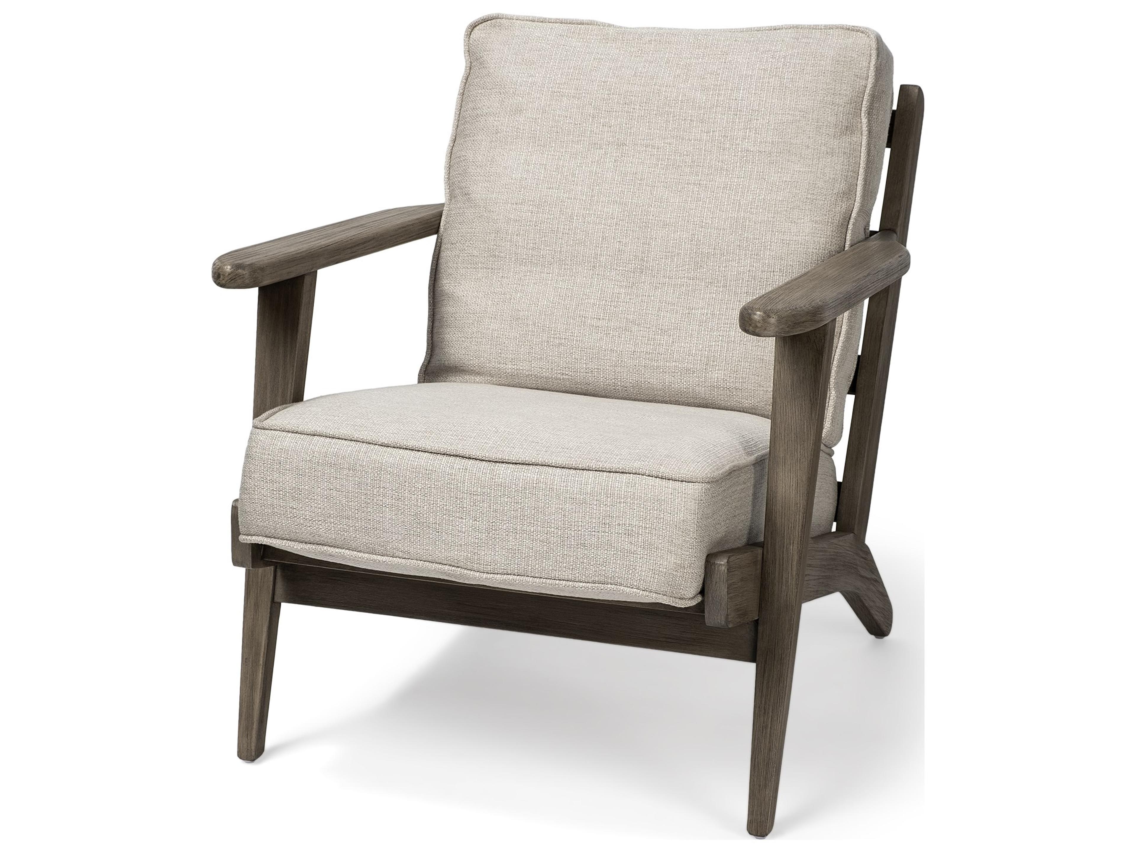 Olympus VI Beige Fabric Wrapped Wooden Frame Accent Chair