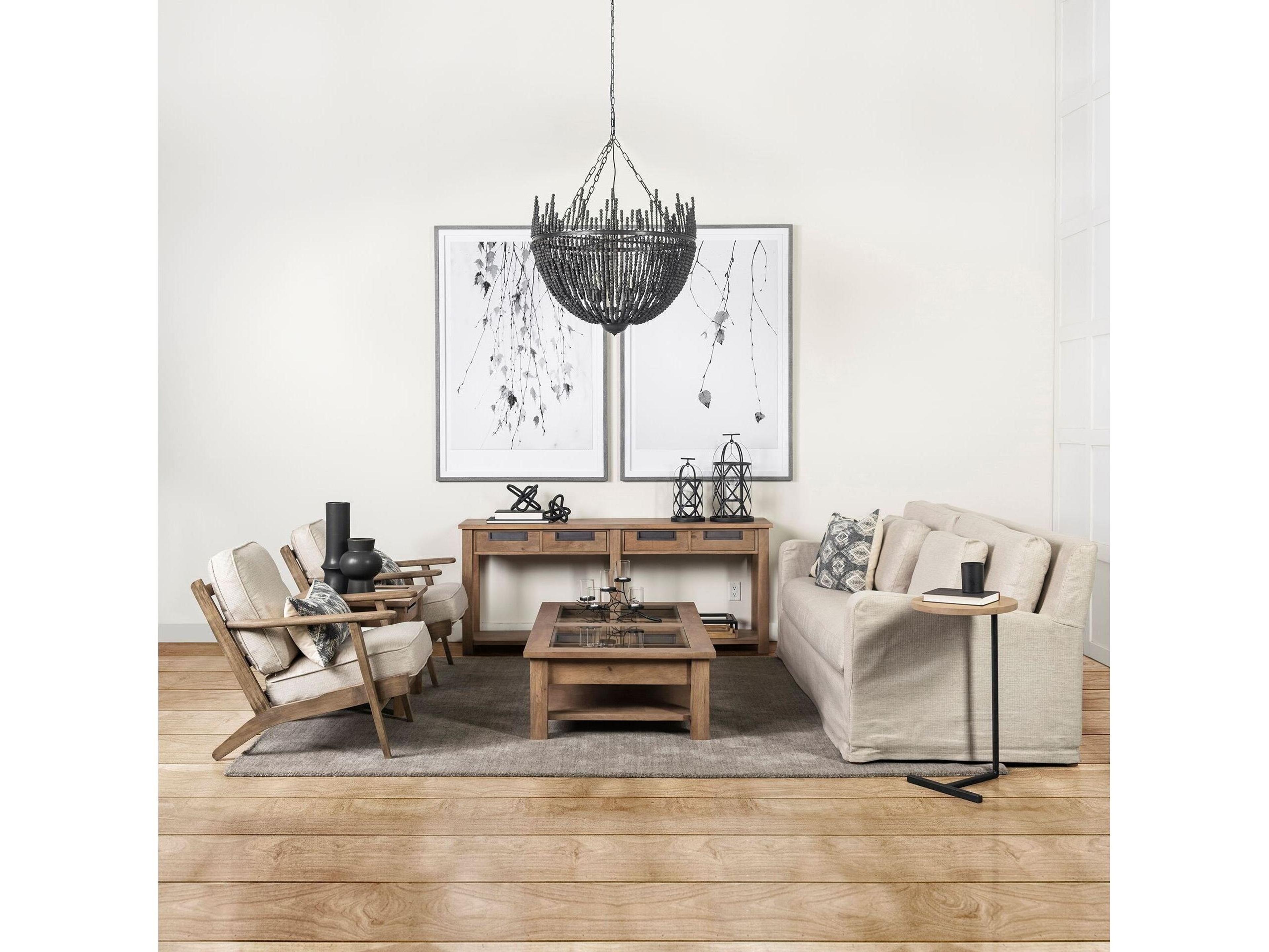 Mercana Olympus VI Beige Fabric Wrapped Wooden Frame Accent Chair