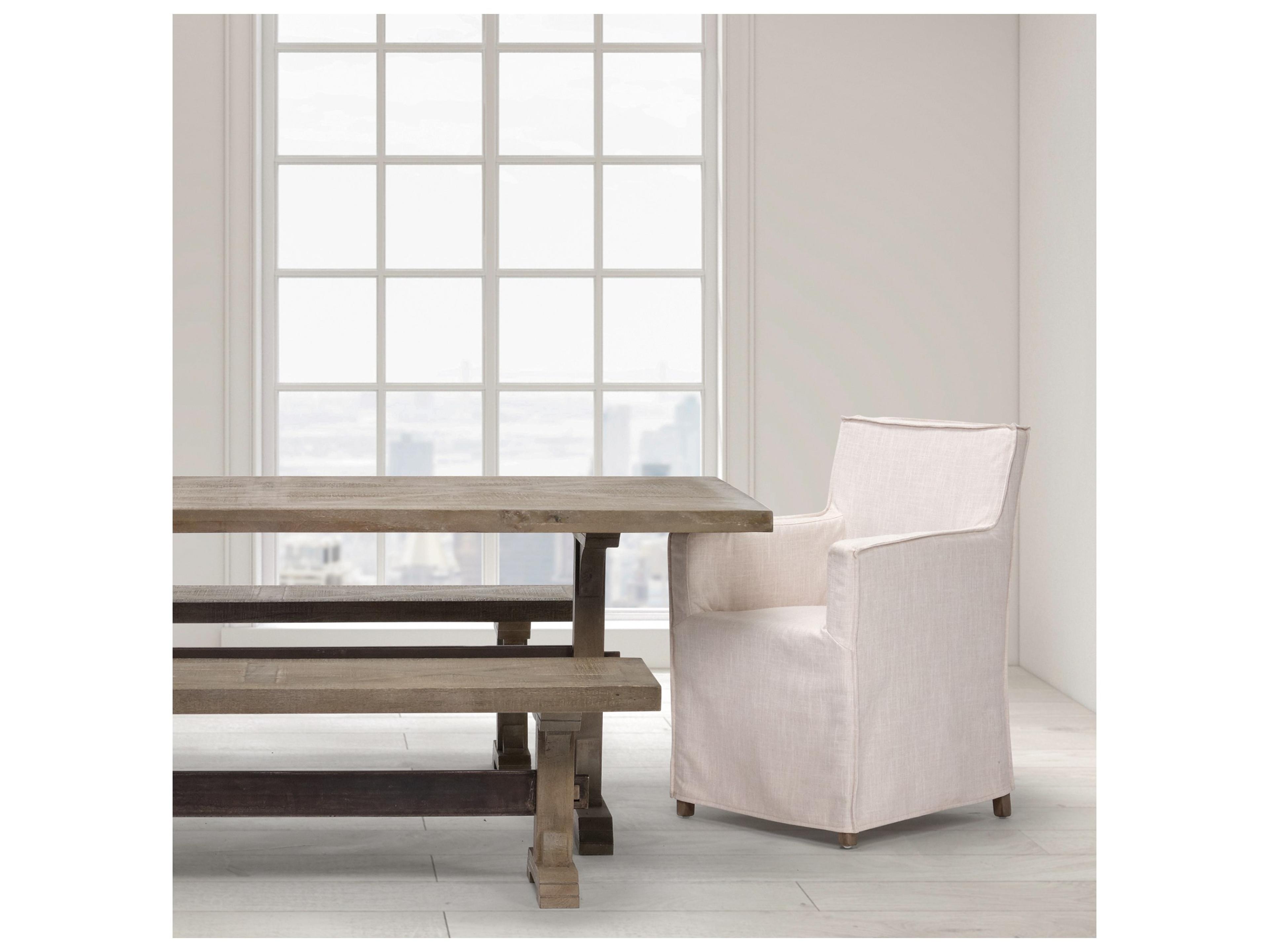 Mercana Elbert II Cream Fabric Slip-Cover Brown Wood Frame Dining Chair