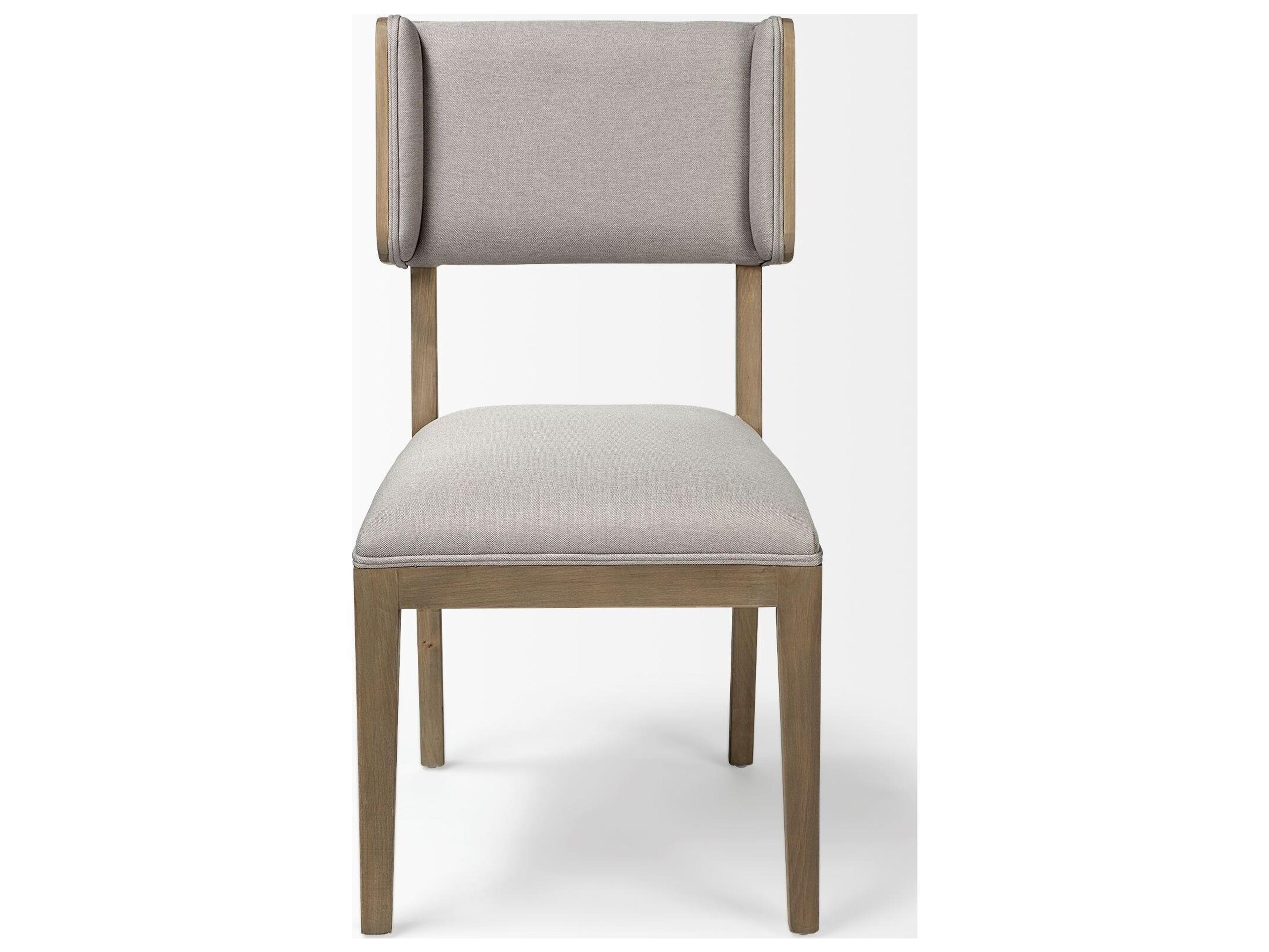 Mercana Tenton I Grey Fabric Wrap Brown Wooden Base Dining Chair