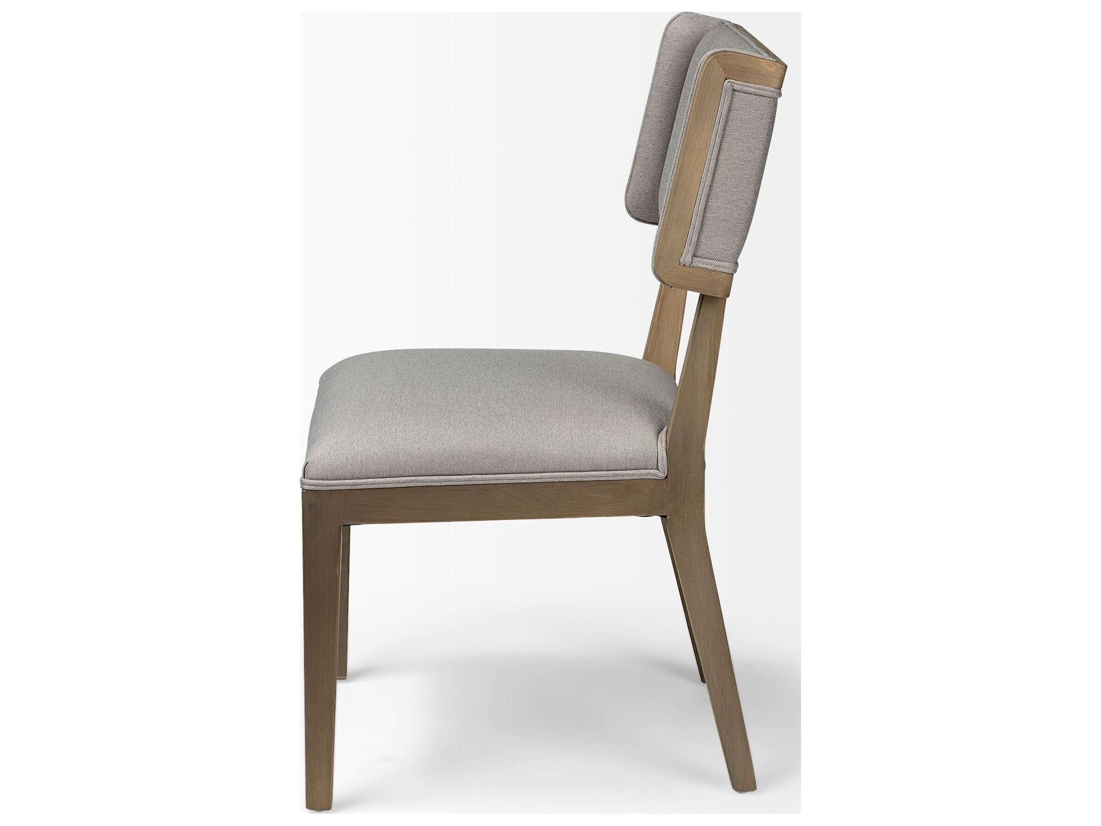 Mercana Tenton I Grey Fabric Wrap Brown Wooden Base Dining Chair