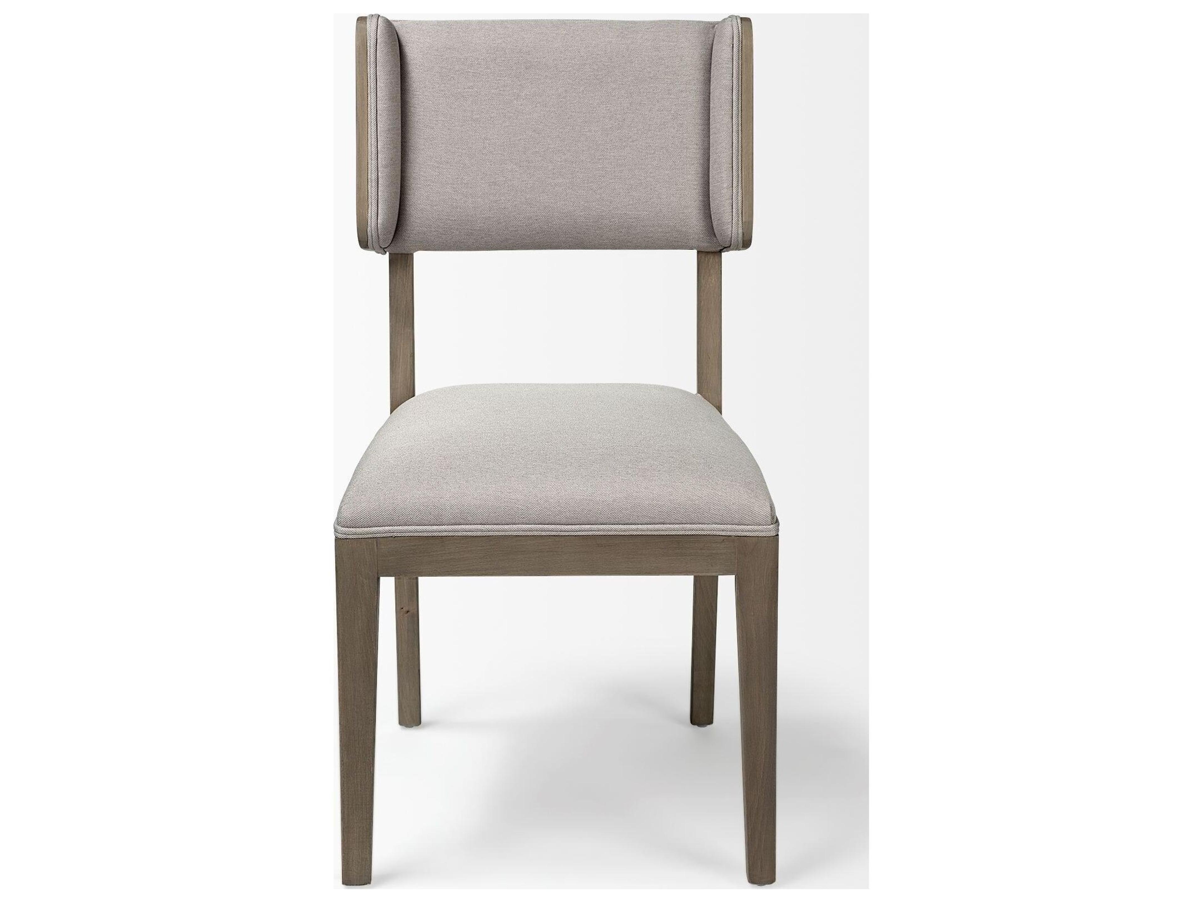 Mercana Tenton II Grey Fabric Seat Brown Wood Frame Dining Chair
