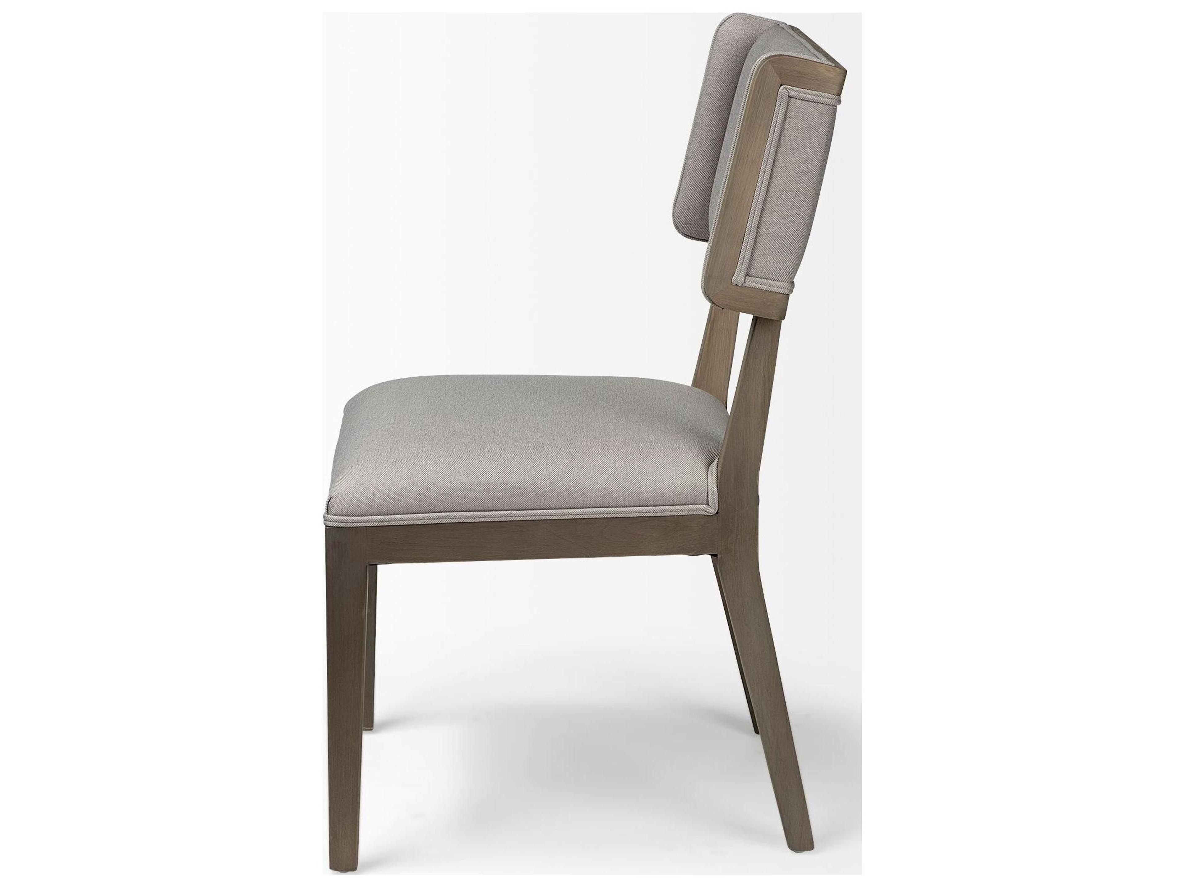 Mercana Tenton II Grey Fabric Seat Brown Wood Frame Dining Chair