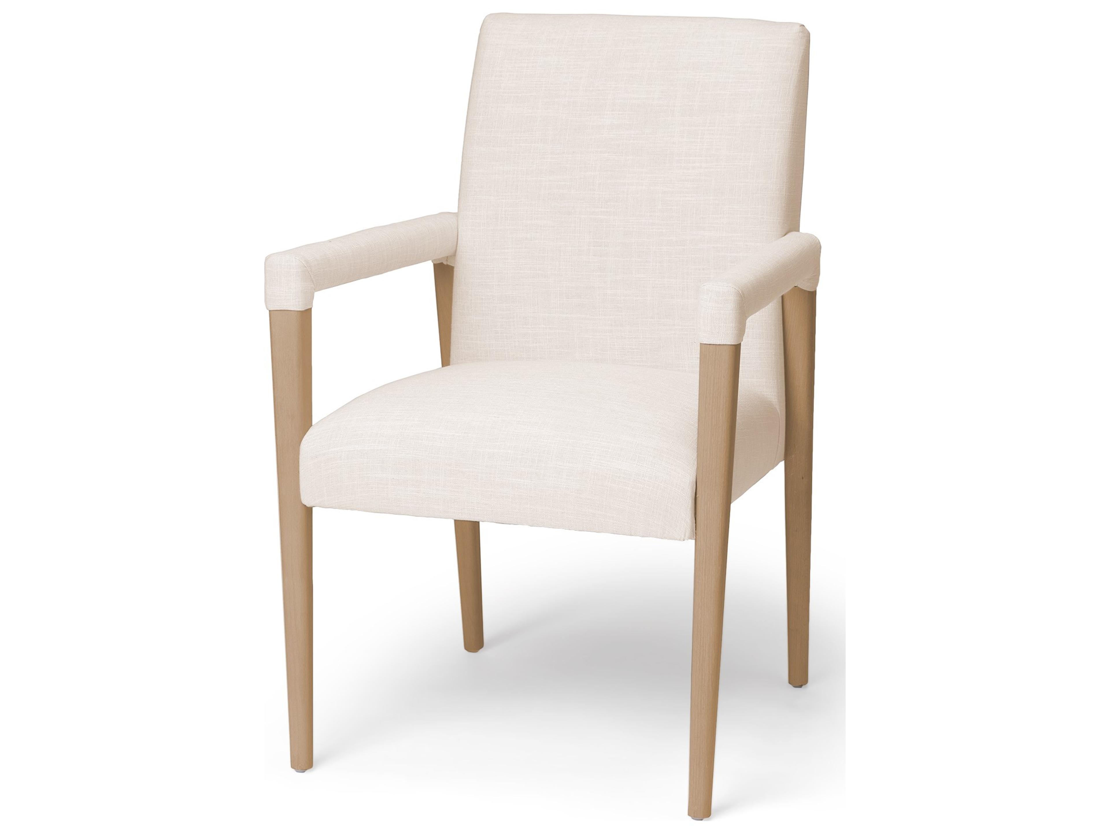 Palisades Cream Fabric Wrap Brown Wood Frame Dining Chair