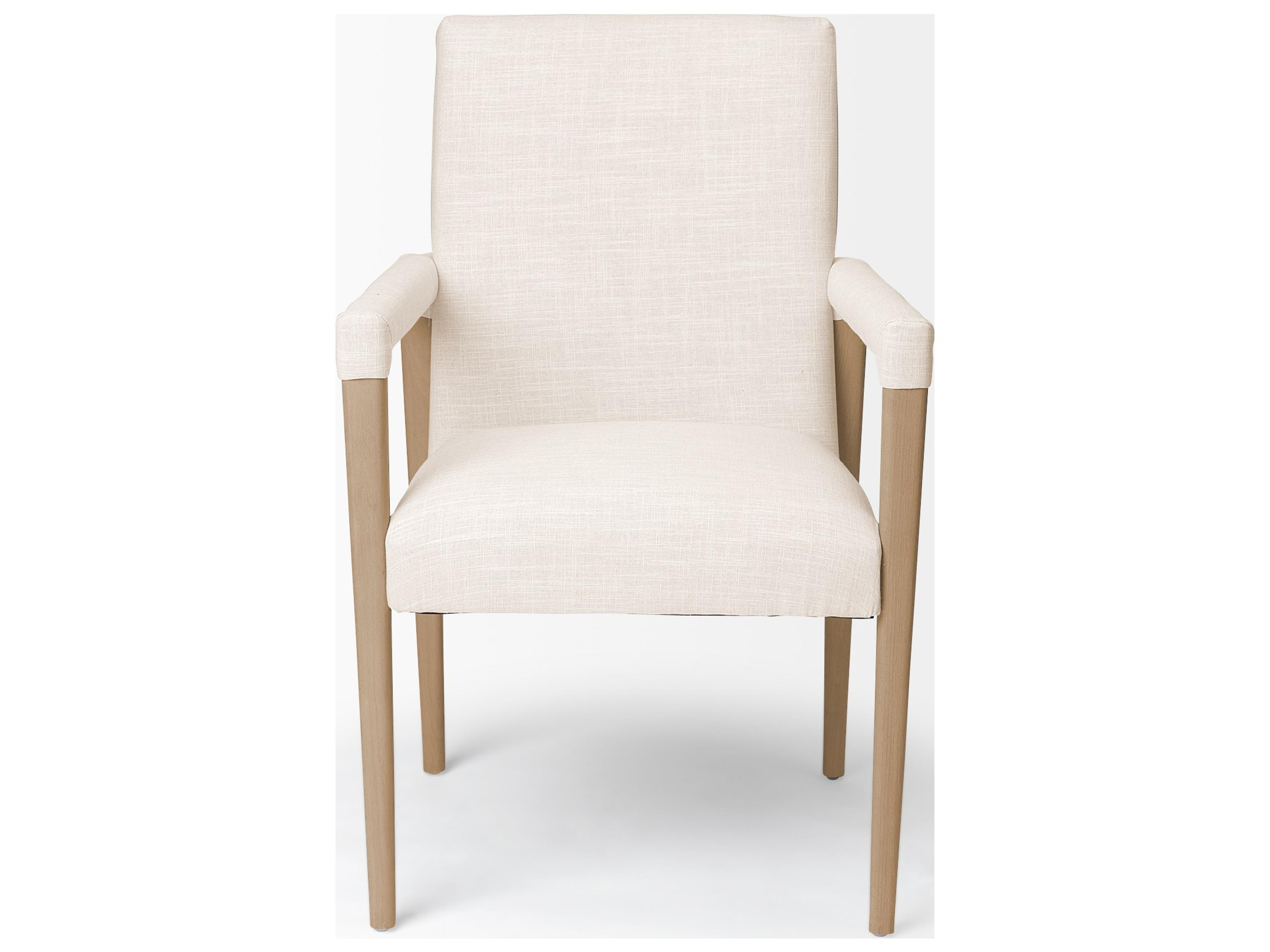 Mercana Palisades Cream Fabric Wrap Brown Wood Frame Dining Chair