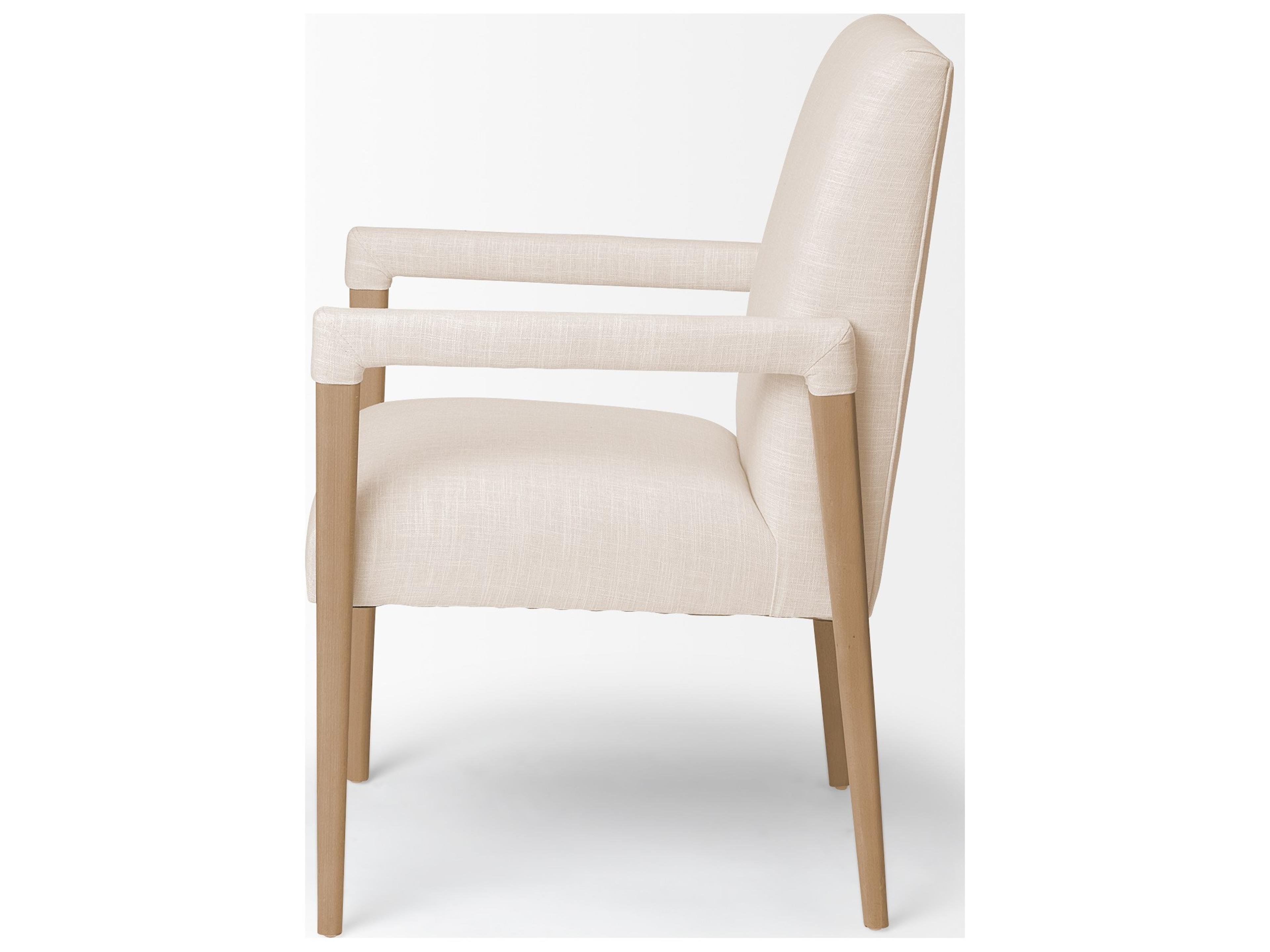 Mercana Palisades Cream Fabric Wrap Brown Wood Frame Dining Chair