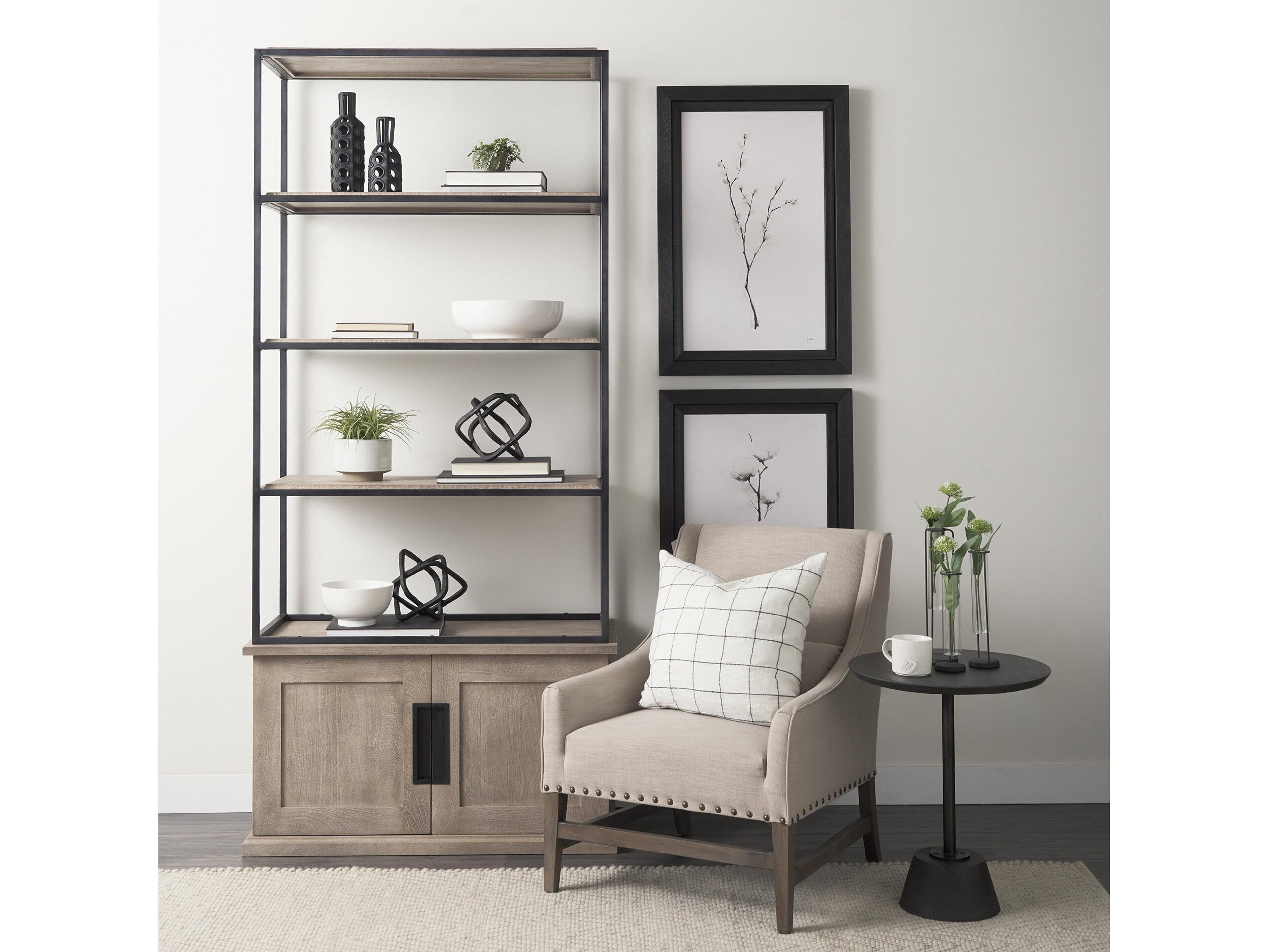 Mercana Braxton II Light Brown Wood and Iron Three Shelf Shelving Unit 41.5L x 18.5W x 9