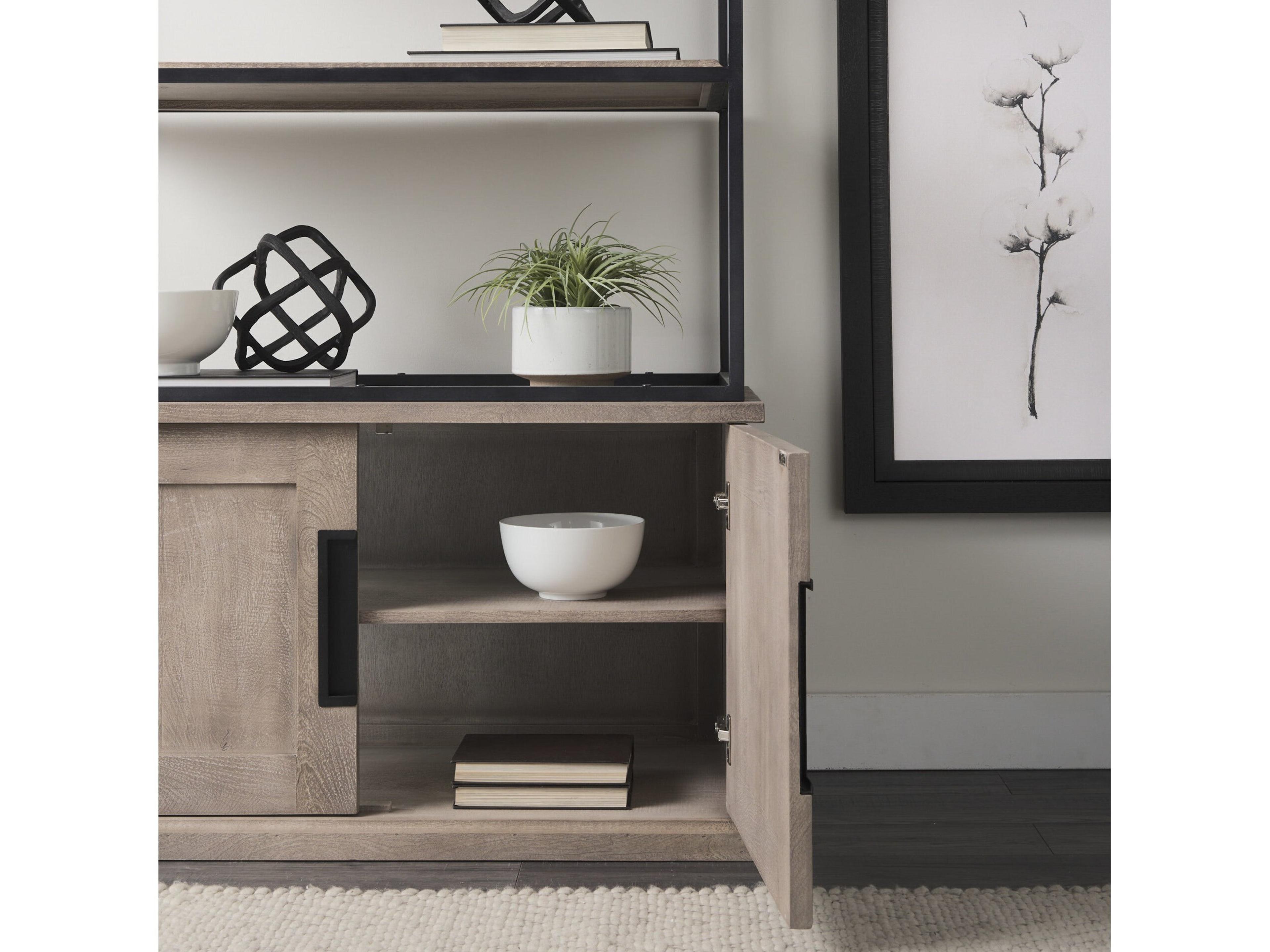 Mercana Braxton II Light Brown Wood and Iron Three Shelf Shelving Unit 41.5L x 18.5W x 9