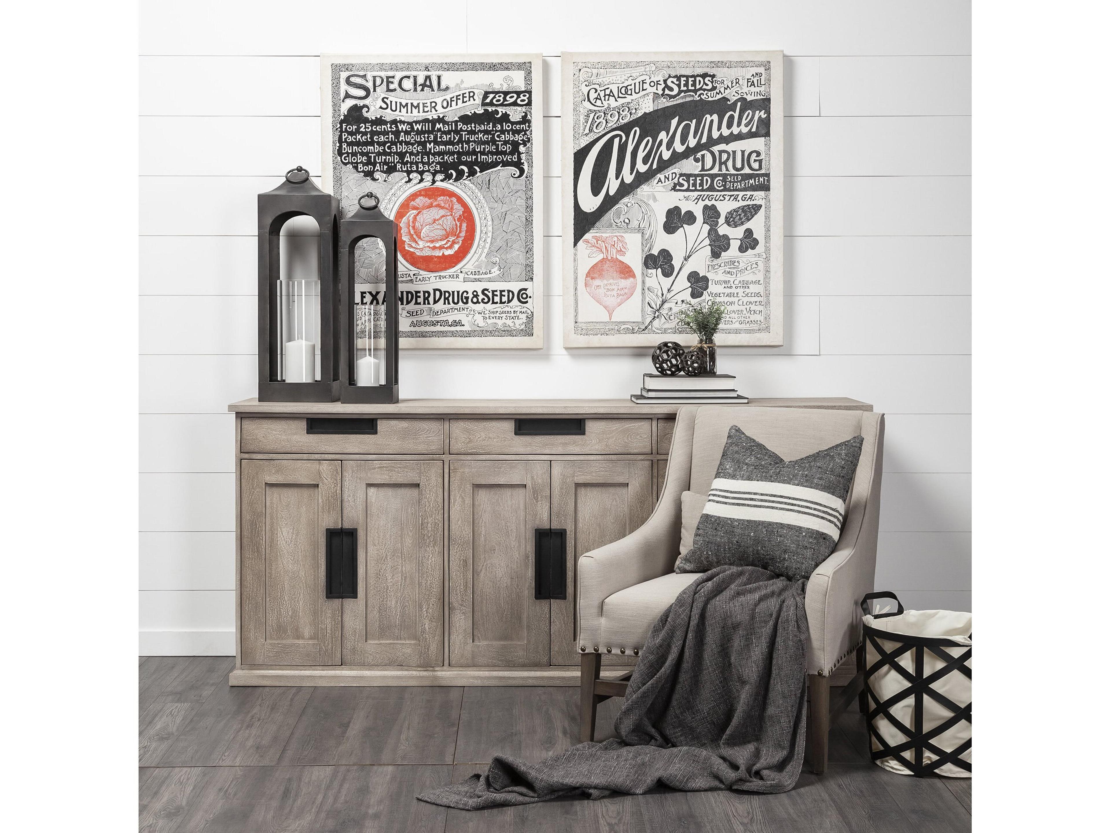 Mercana Braxton III 81.5x18.5 Natural Brown Solid Wood 3 Drawer 6 Door Sideboard