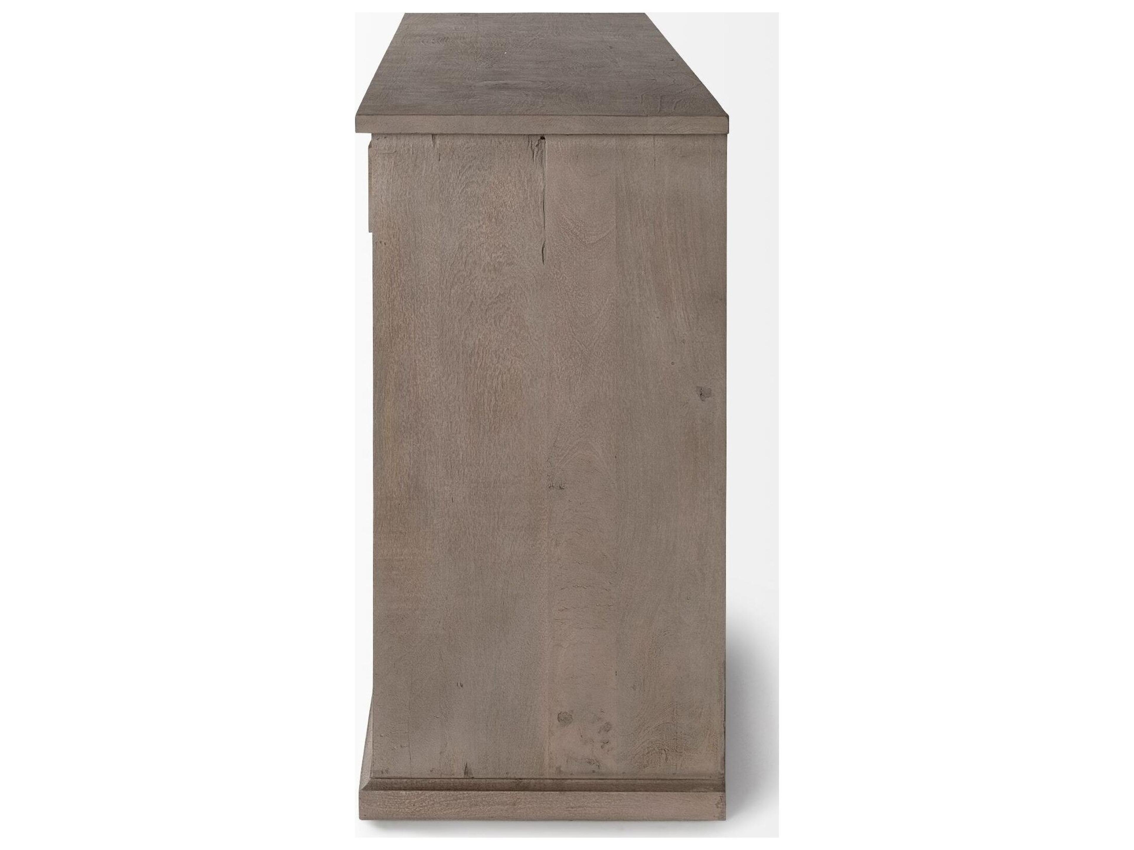 Mercana Braxton III 81.5x18.5 Natural Brown Solid Wood 3 Drawer 6 Door Sideboard