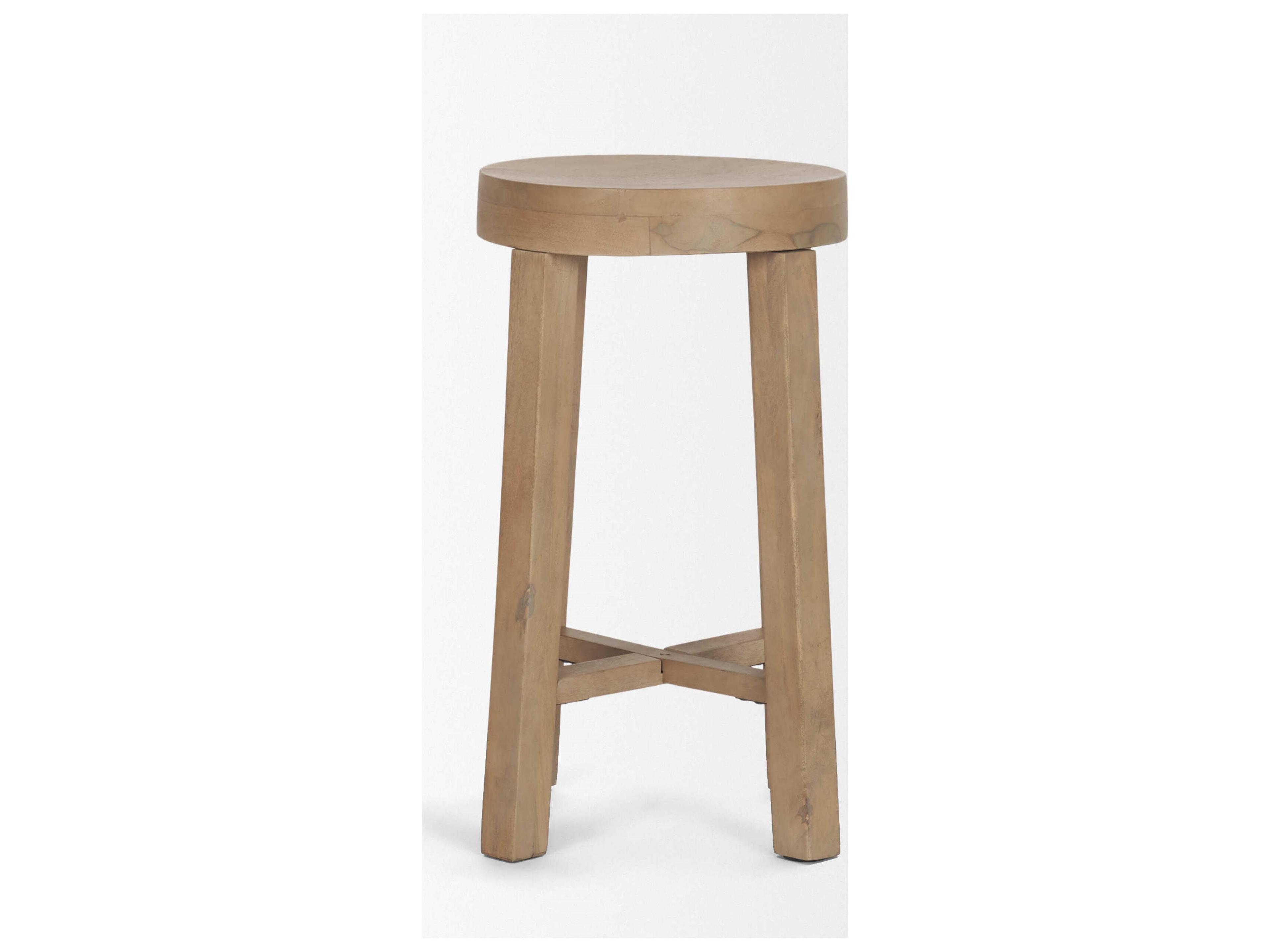 Mercana Brahma 26" Total Height White Washed Wood Stool