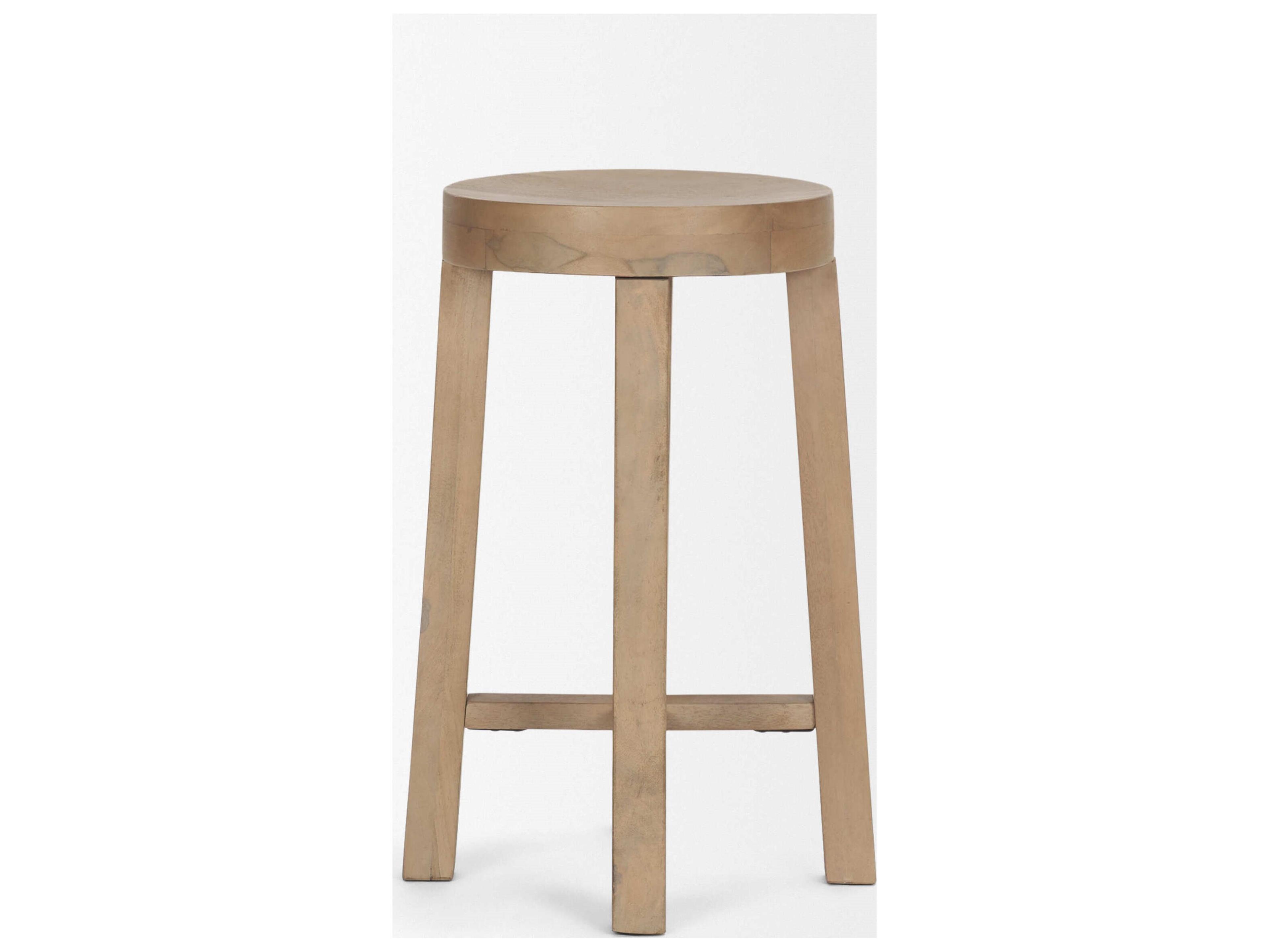 Mercana Brahma 26" Total Height White Washed Wood Stool