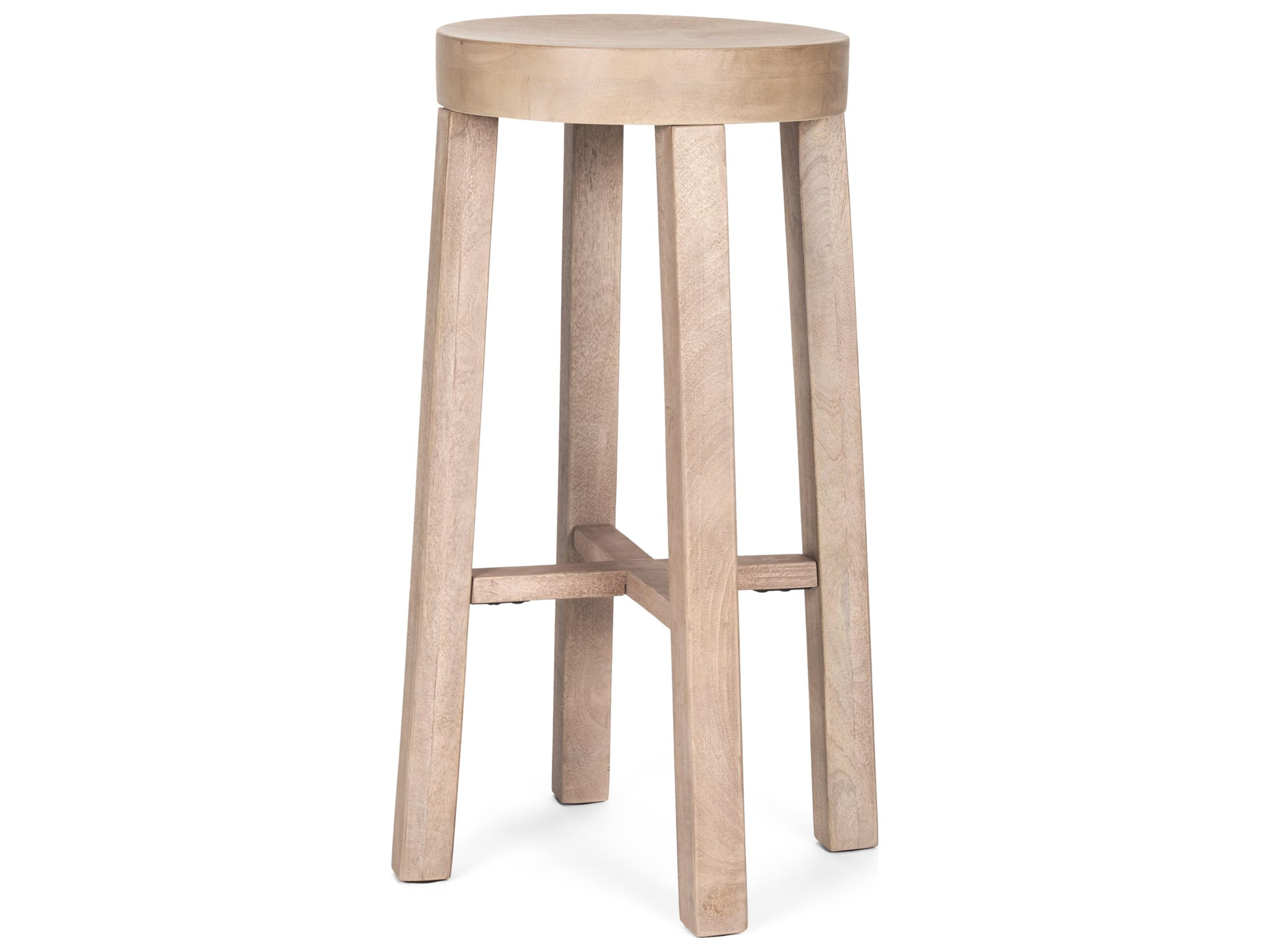 Brahma 30" Total Height White Washed Wood Stool