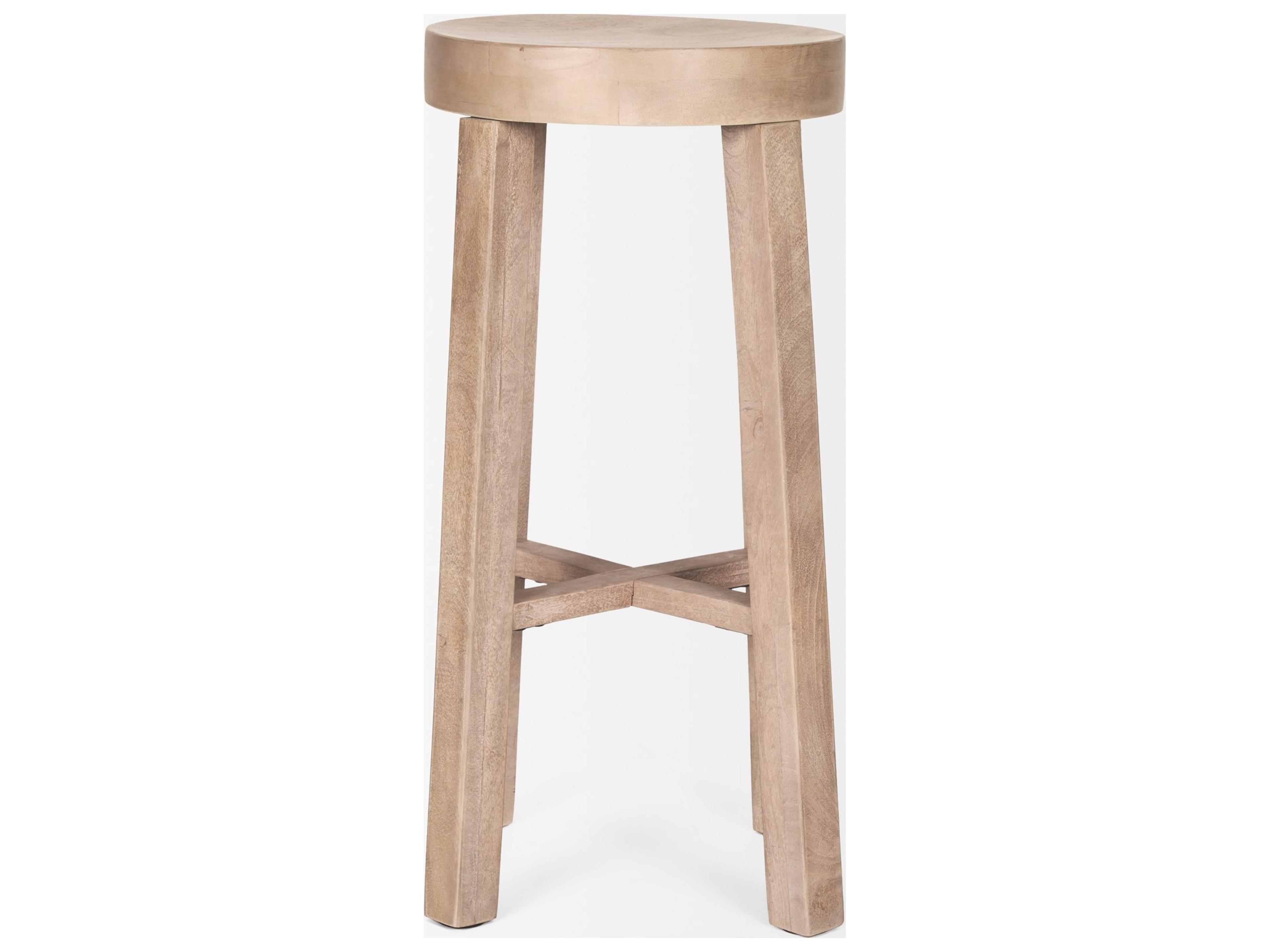 Mercana Brahma 30" Total Height White Washed Wood Stool